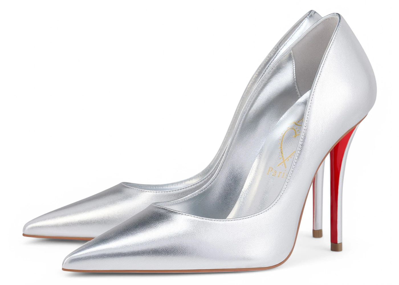 Christian Louboutin Miss Z 100mm Pump Silver Laminated Nappa Leather - 2