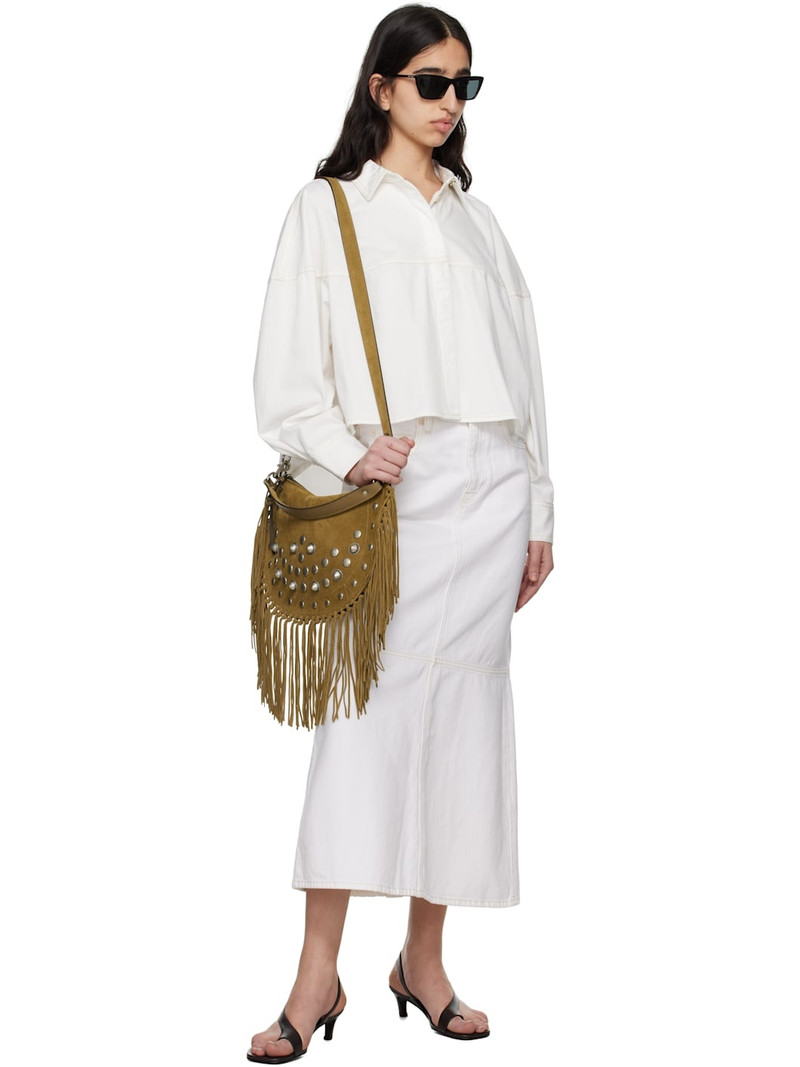 FRAME White 'The Flounce' Denim Midi Skirt outlook