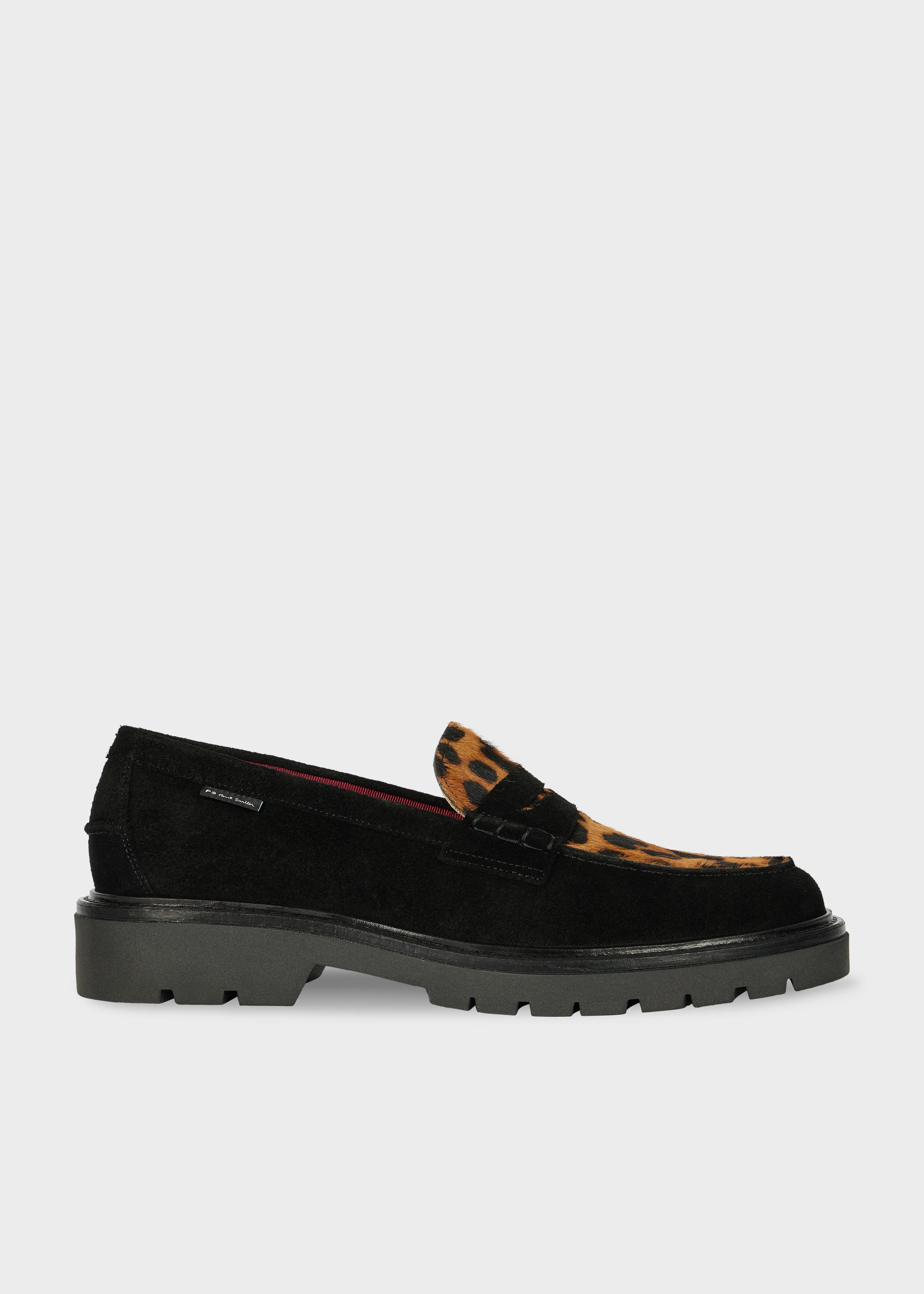 Black Suede 'Bolzano' Loafers with Leopard Trim - 1