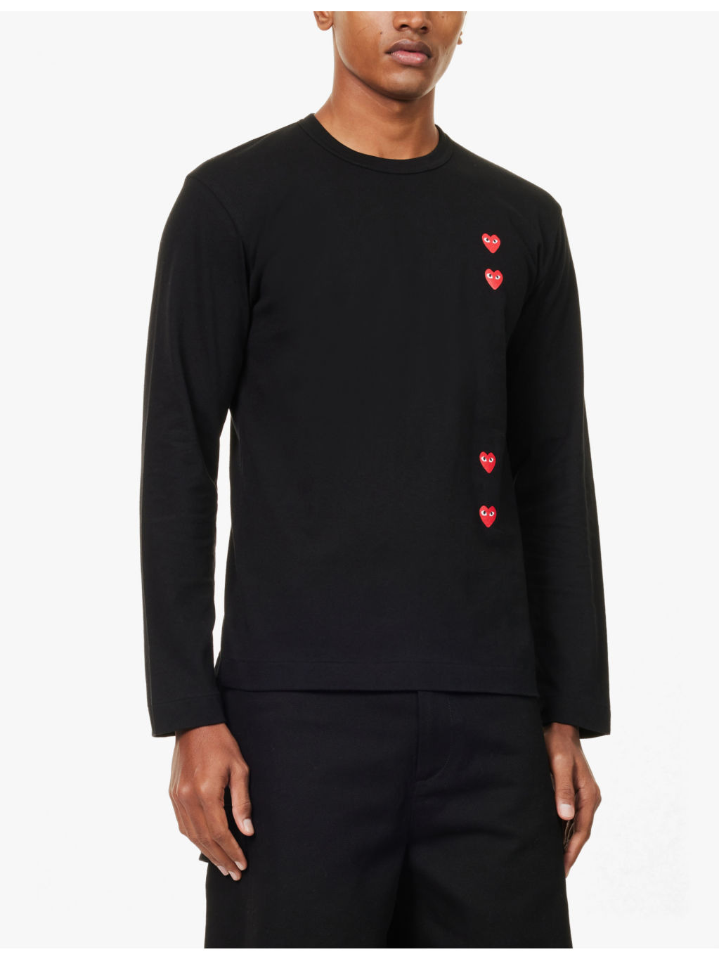 Vertical heart-print cotton-jersey T-shirt - 3