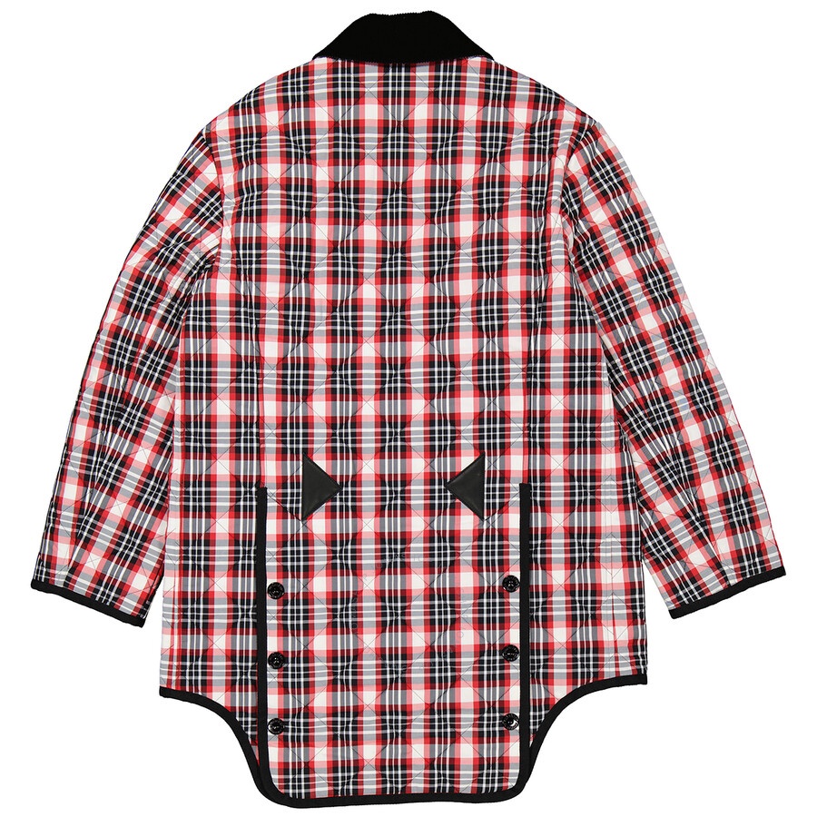 Burberry Bright Red Check Diamond Quilted Tartan Oversized Barn Jacket - 2