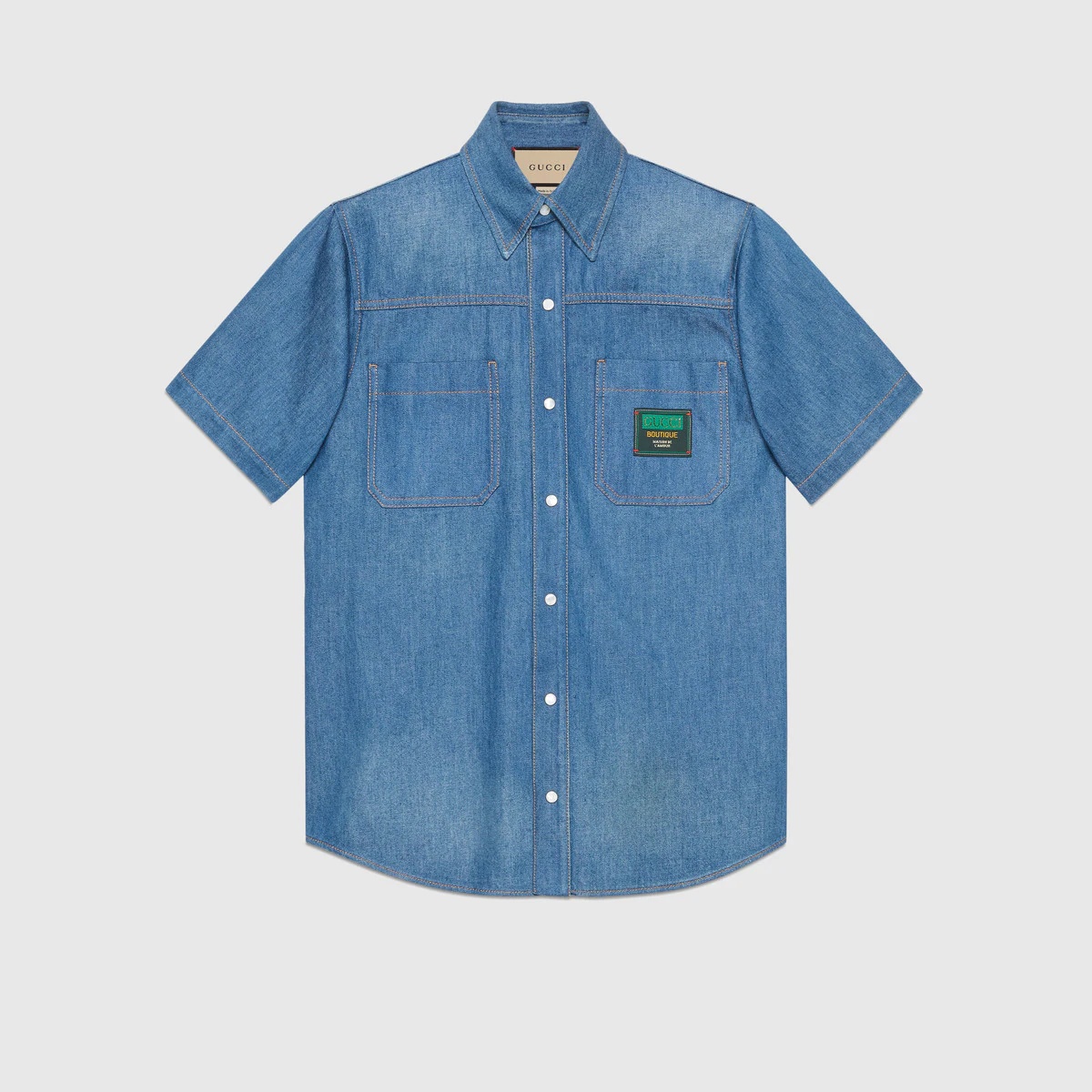 Denim shirt with Gucci Boutique label - 1