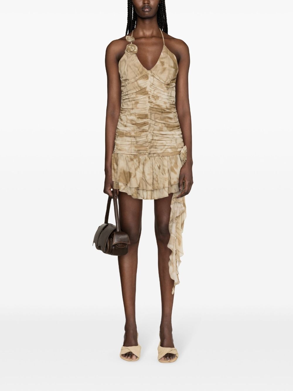 ruffled python-print minidress - 2