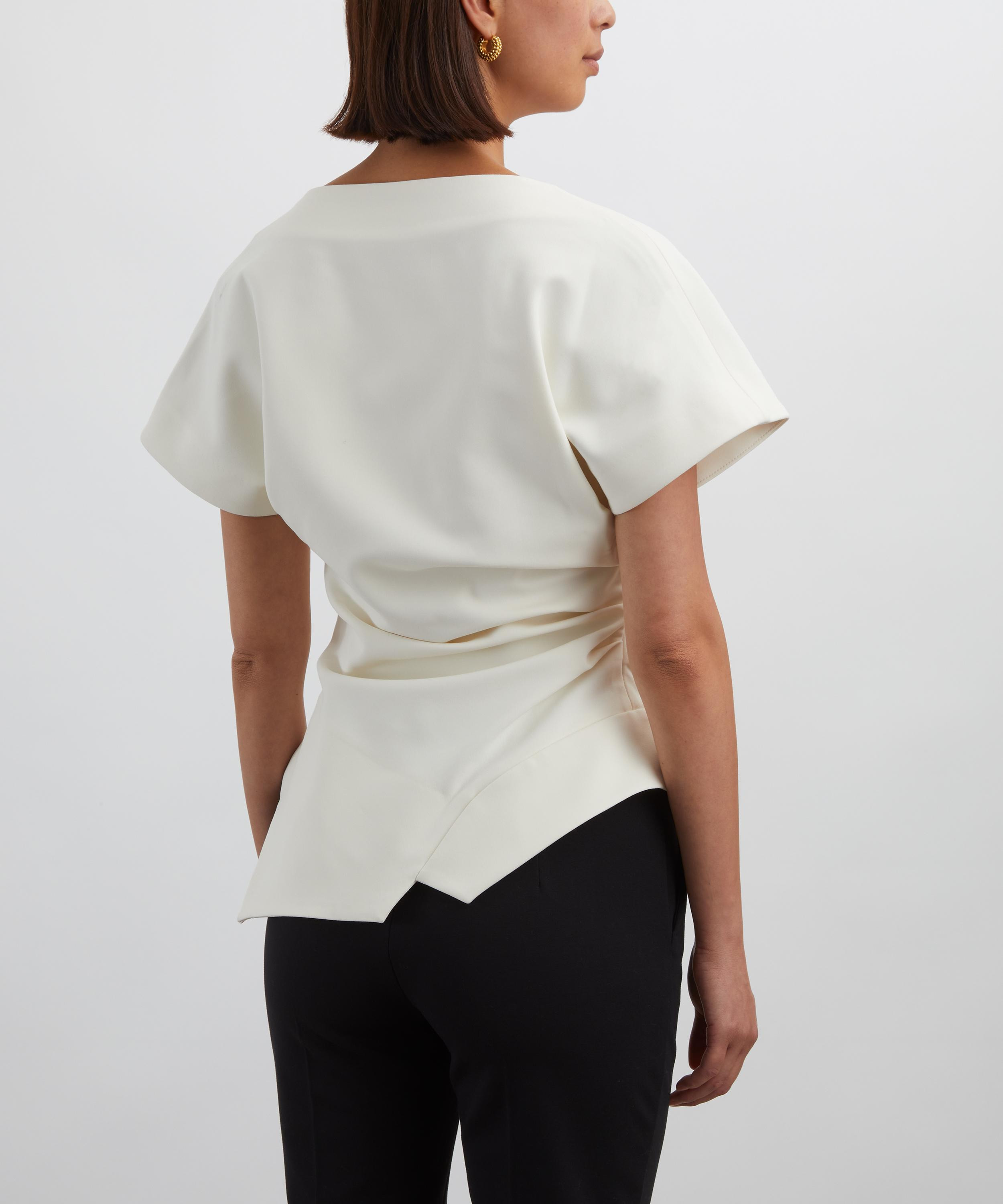 Off-White Draped Lapel Top - 4