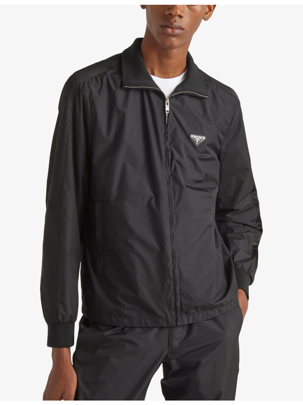 Brand-patch spread-collar silk-blend jacket - 3