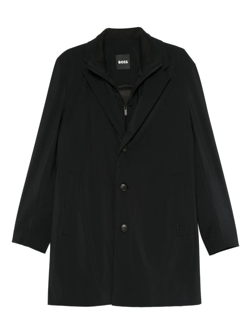 three-button notched-lapels coat - 1