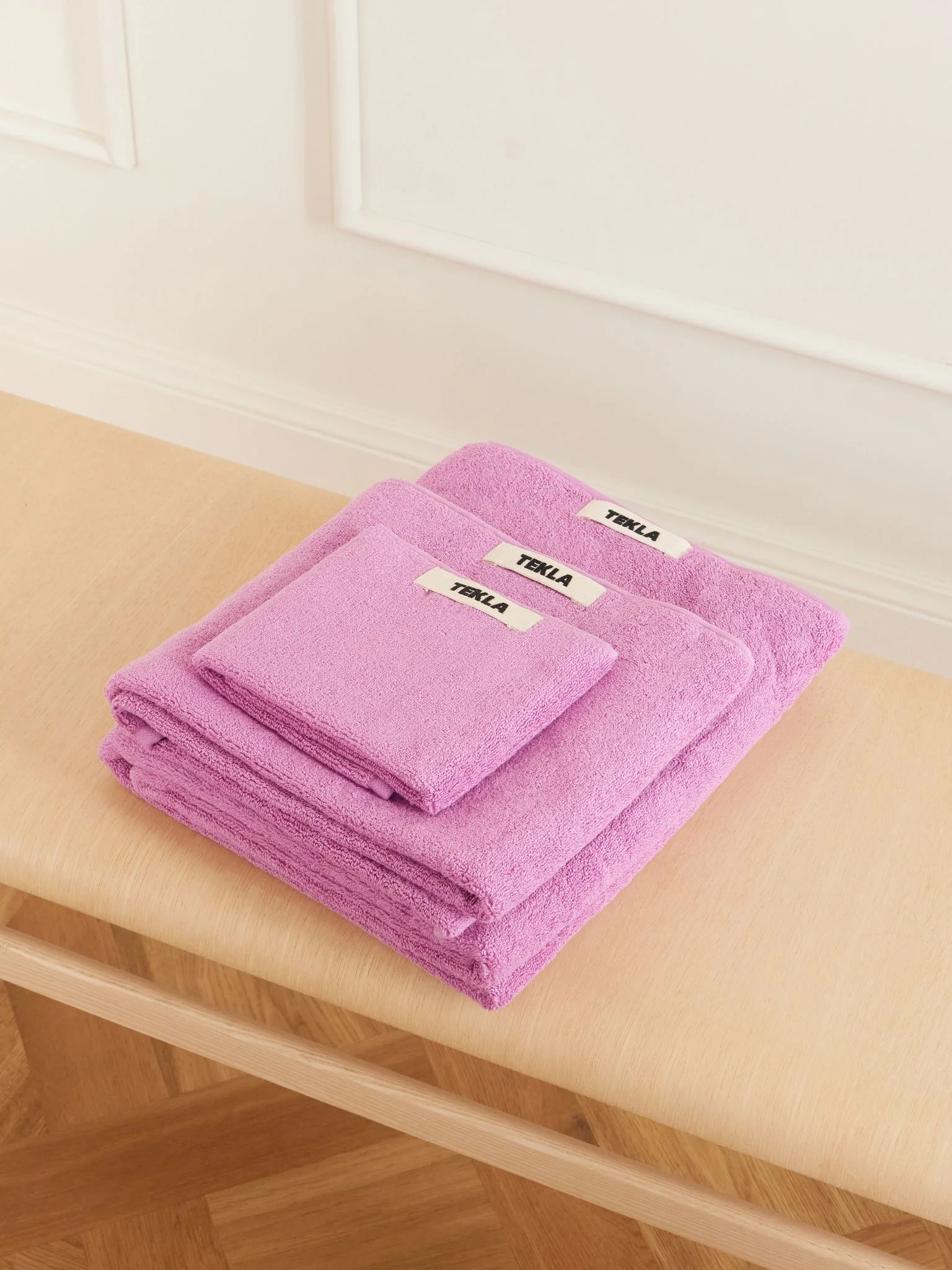 Set of three organic cotton-terry towels Magenta - 1