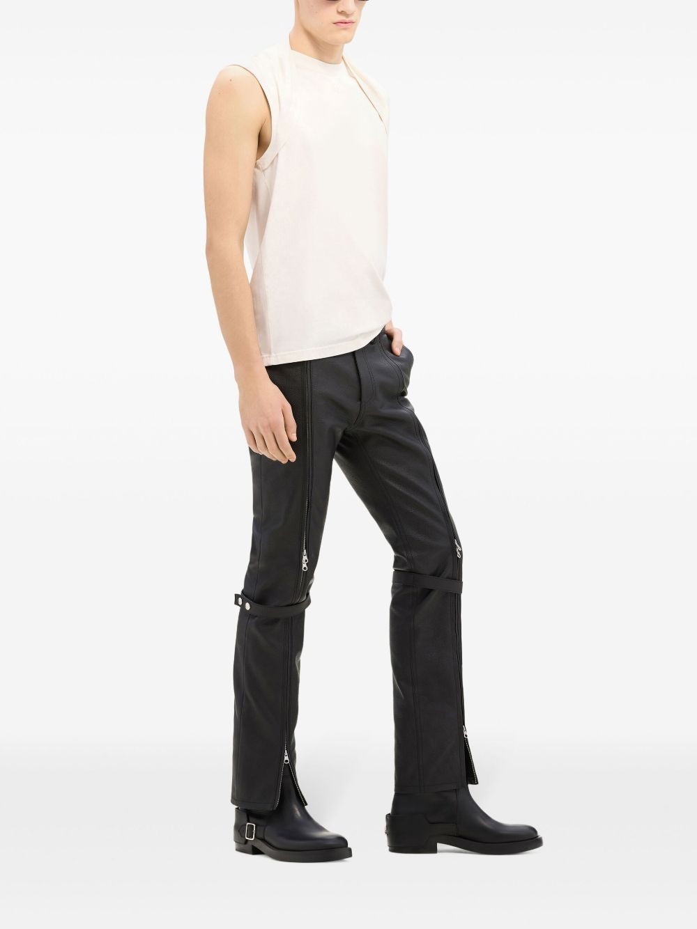 draped-detail cotton tank top - 4