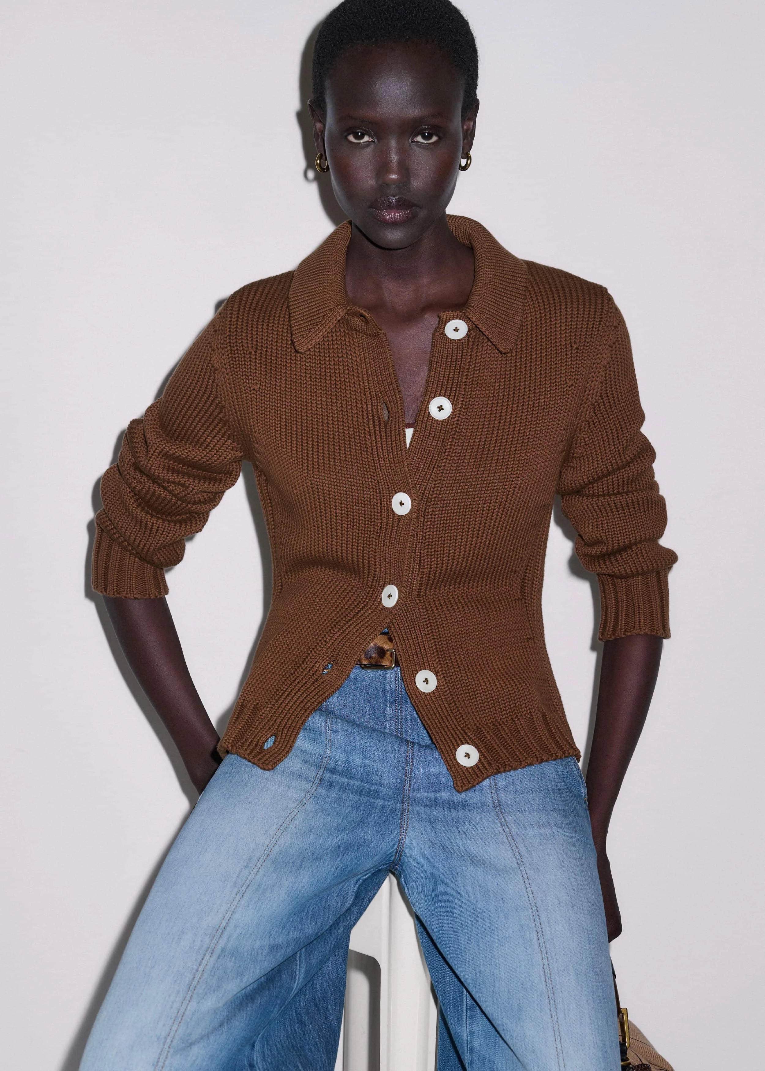 Slim Collared Cardigan - 1