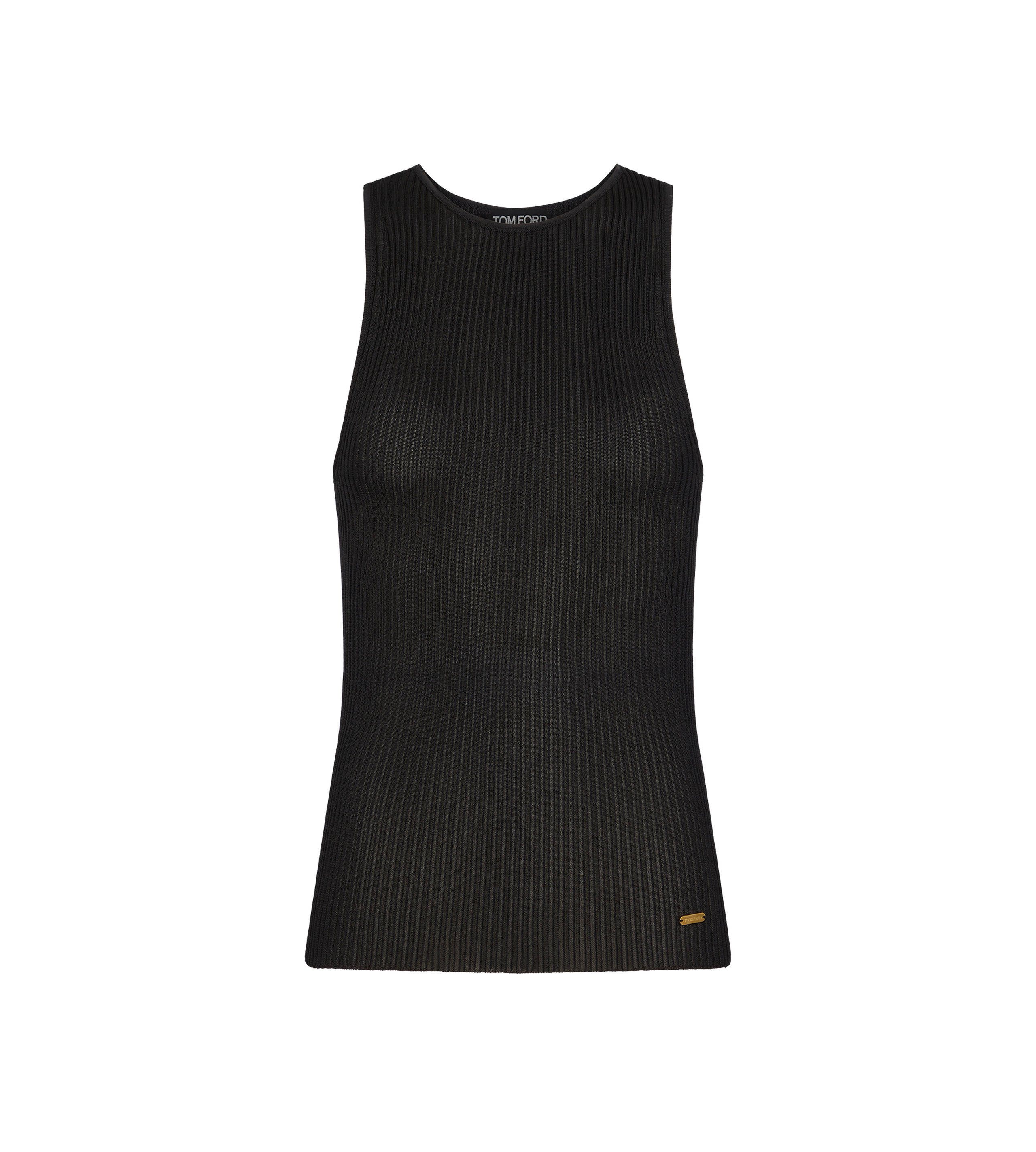 SHINY VISCOSE RIB KNIT TANK TOP - 1