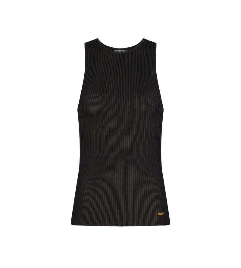 SHINY VISCOSE RIB KNIT TANK TOP 1