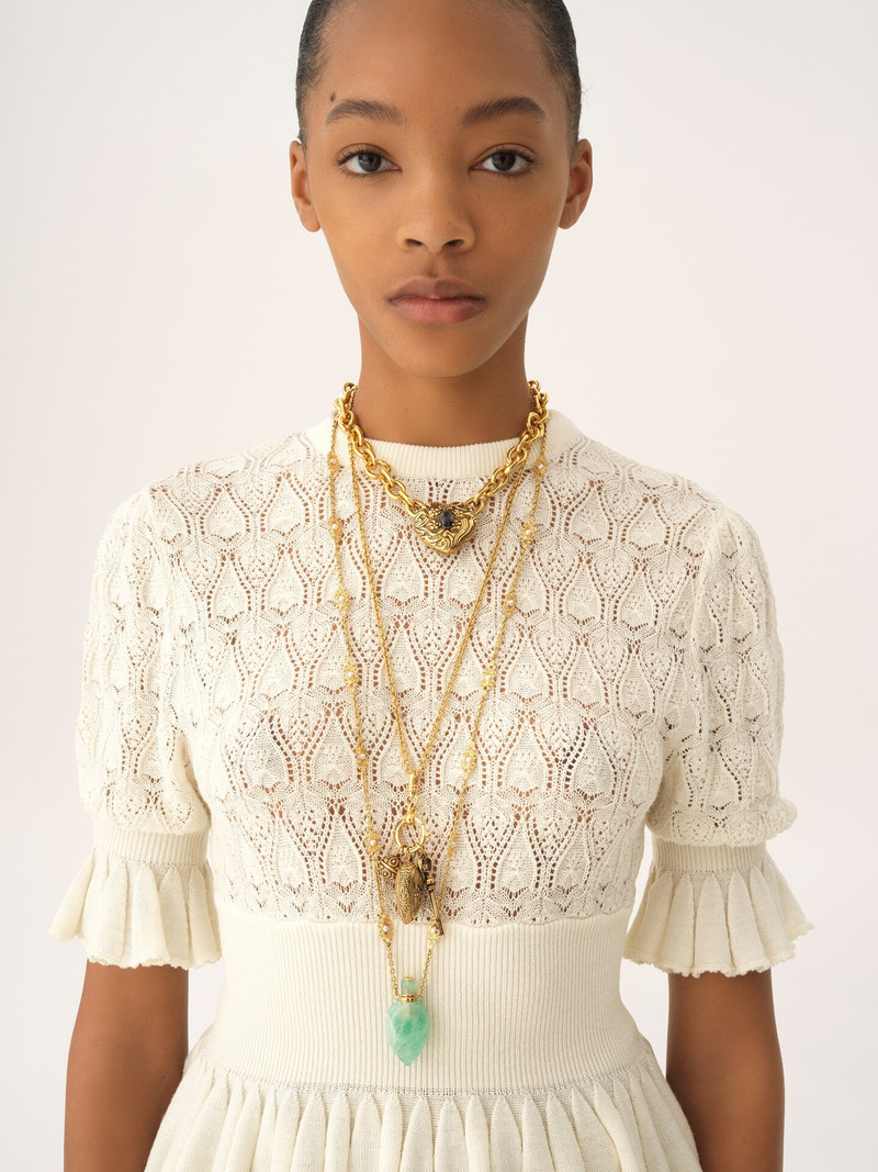 SHORT-SLEEVE RUFFLED SWEATER IN A WOOL-MIX KNIT 6