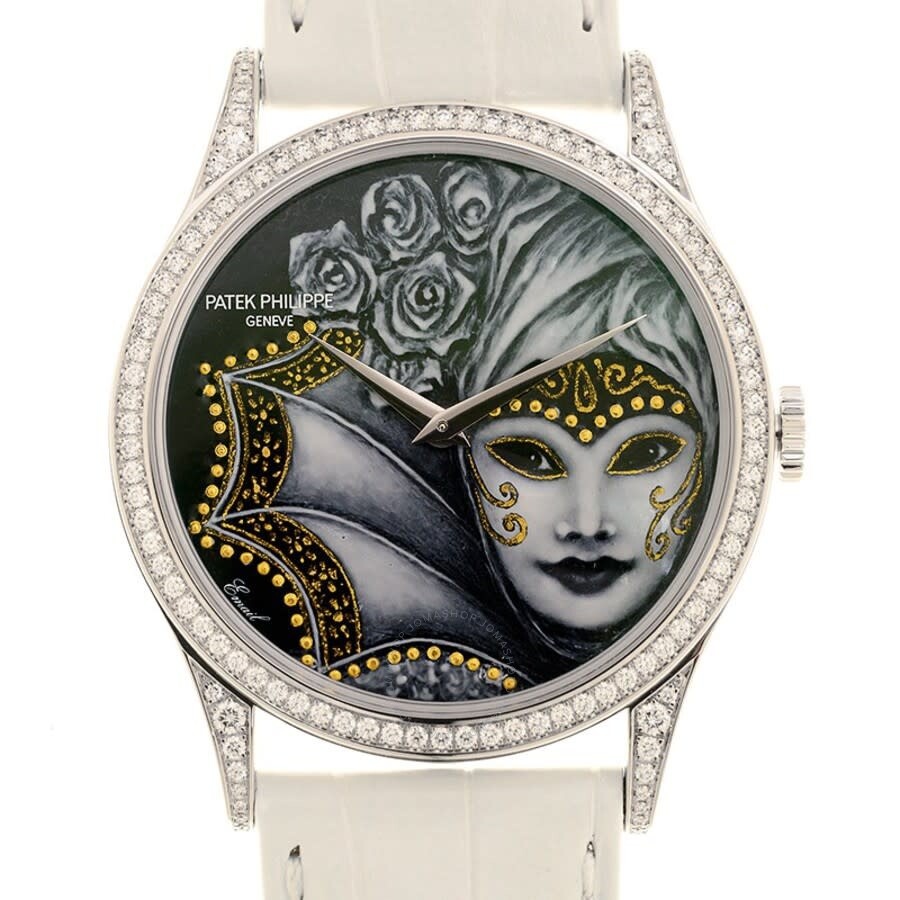 Patek Philippe Calatrava Rare Handcrafts Automatic Diamond Black Dial Ladies Watch 5077-100G-030 - 2