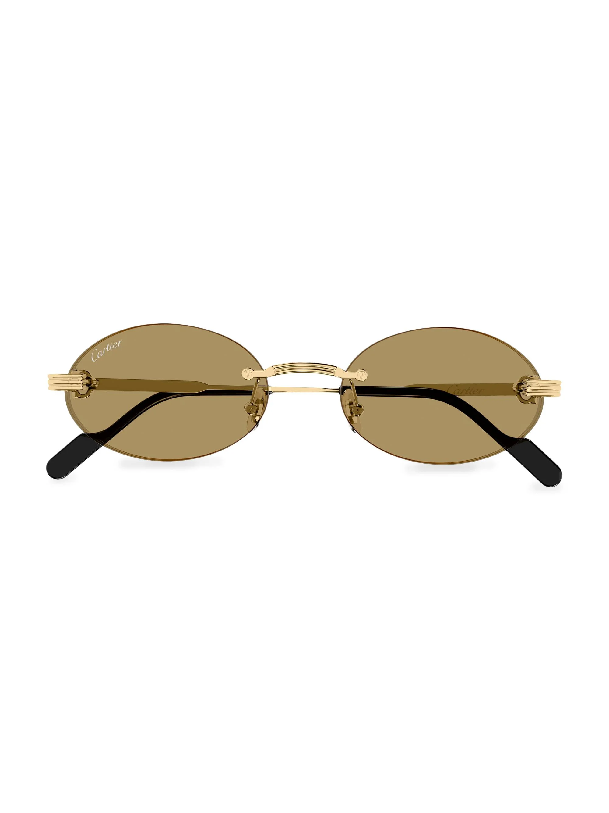 Women's Première de 53MM 24K-Gold-Plated Rimless Oval Sunglasses - Gold Light Brown - 1