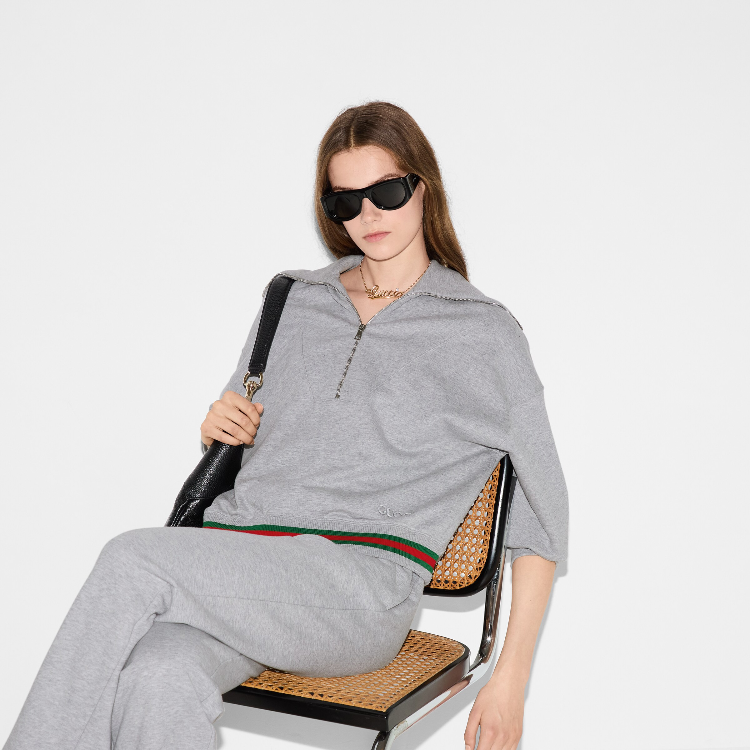 Cotton jersey sweatshirt with Web - 6