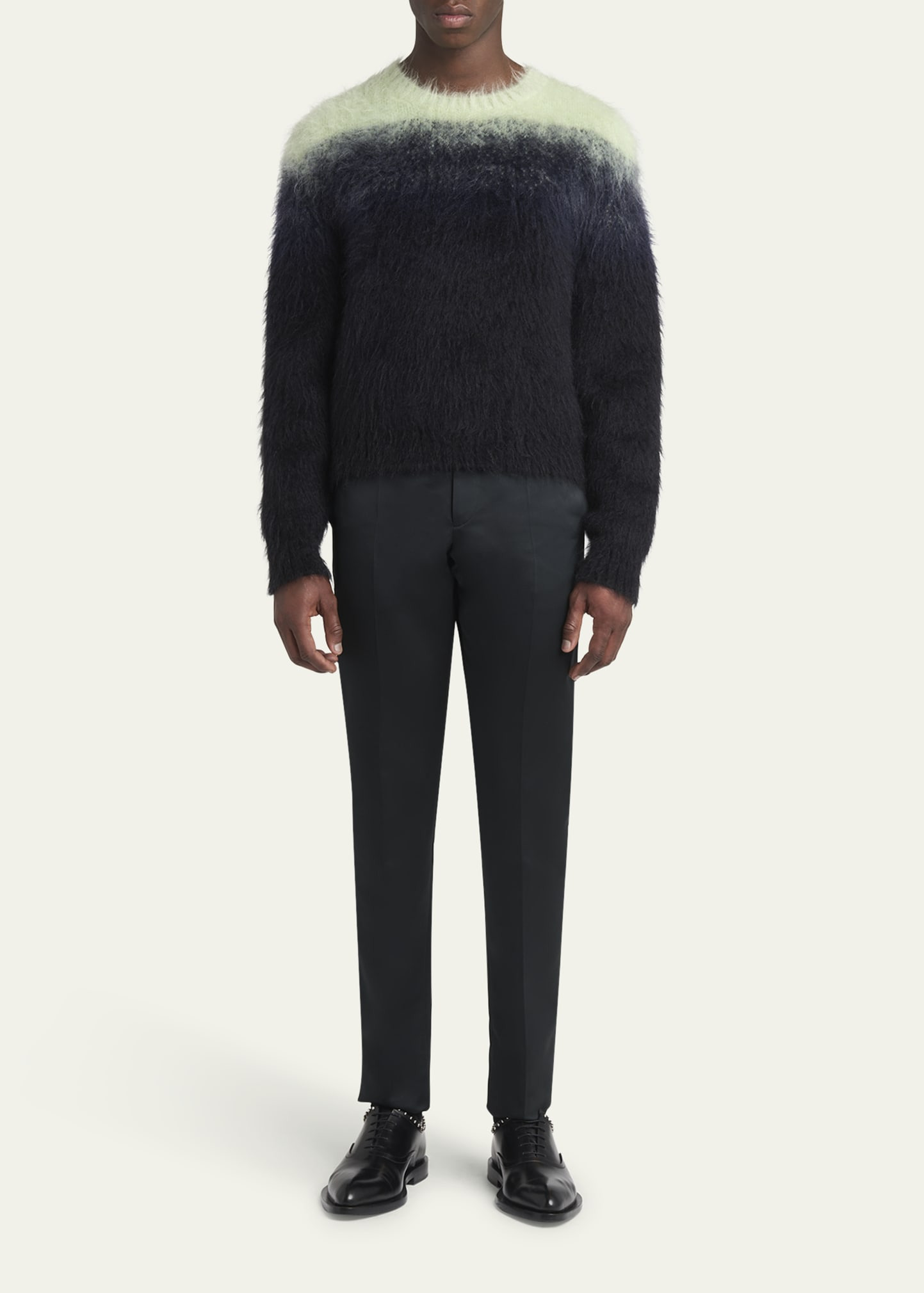 Men's Brushed Mohair Degrade Crewneck Sweater - 2
