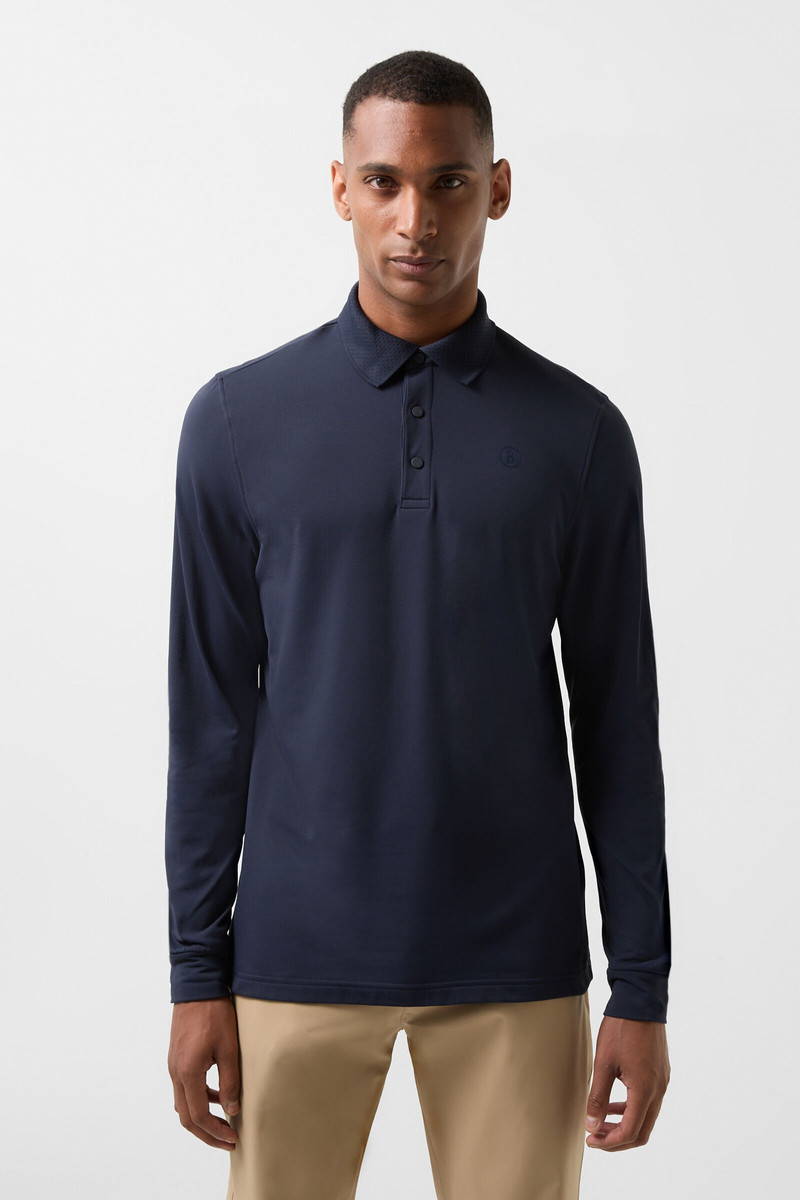 Gustavo Functional longsleeve polo shirt in Navy blue 1