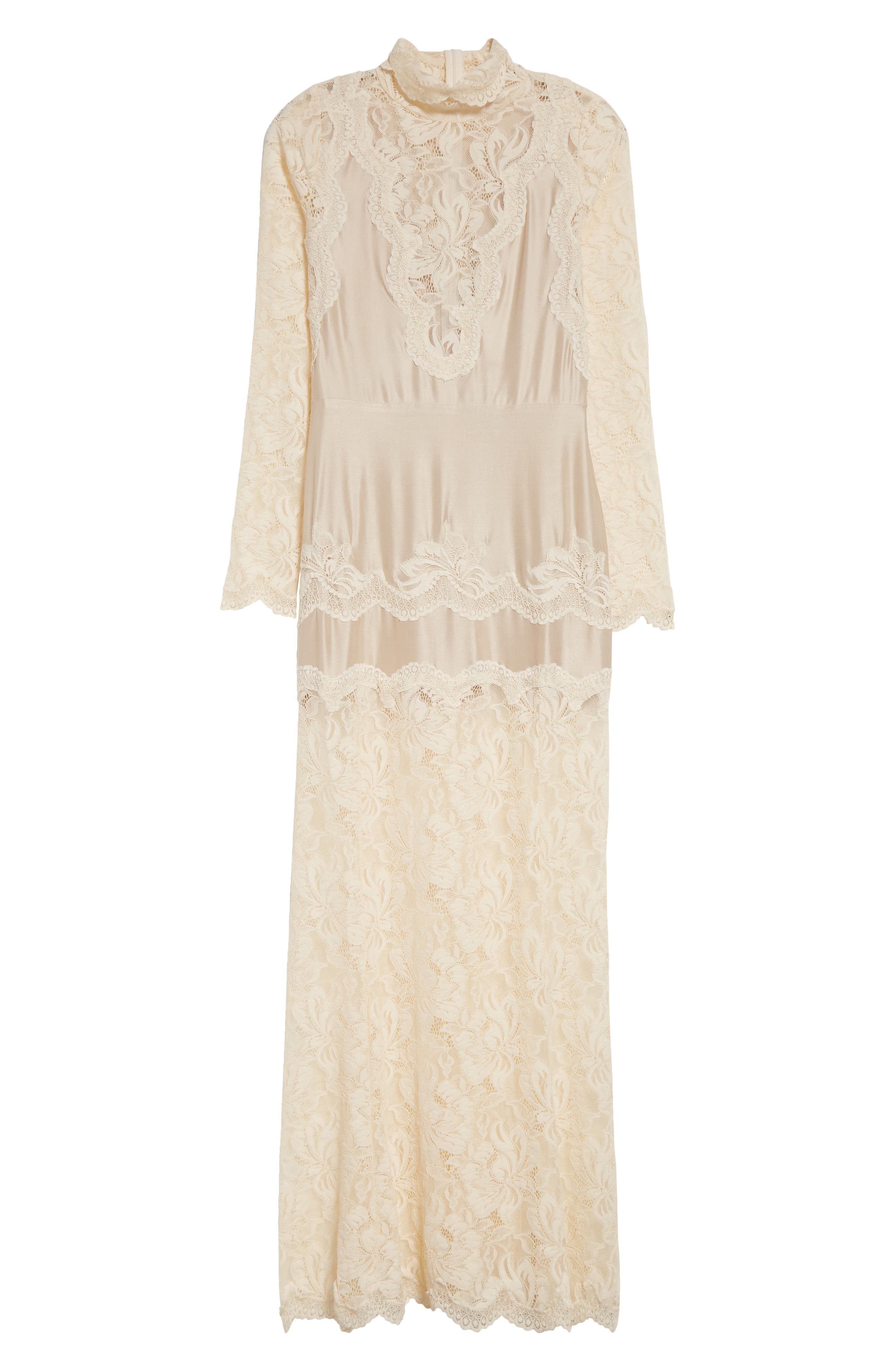 Rabanne Long Sleeve Lace & Jersey Dress in Ivory at Nordstrom - 5