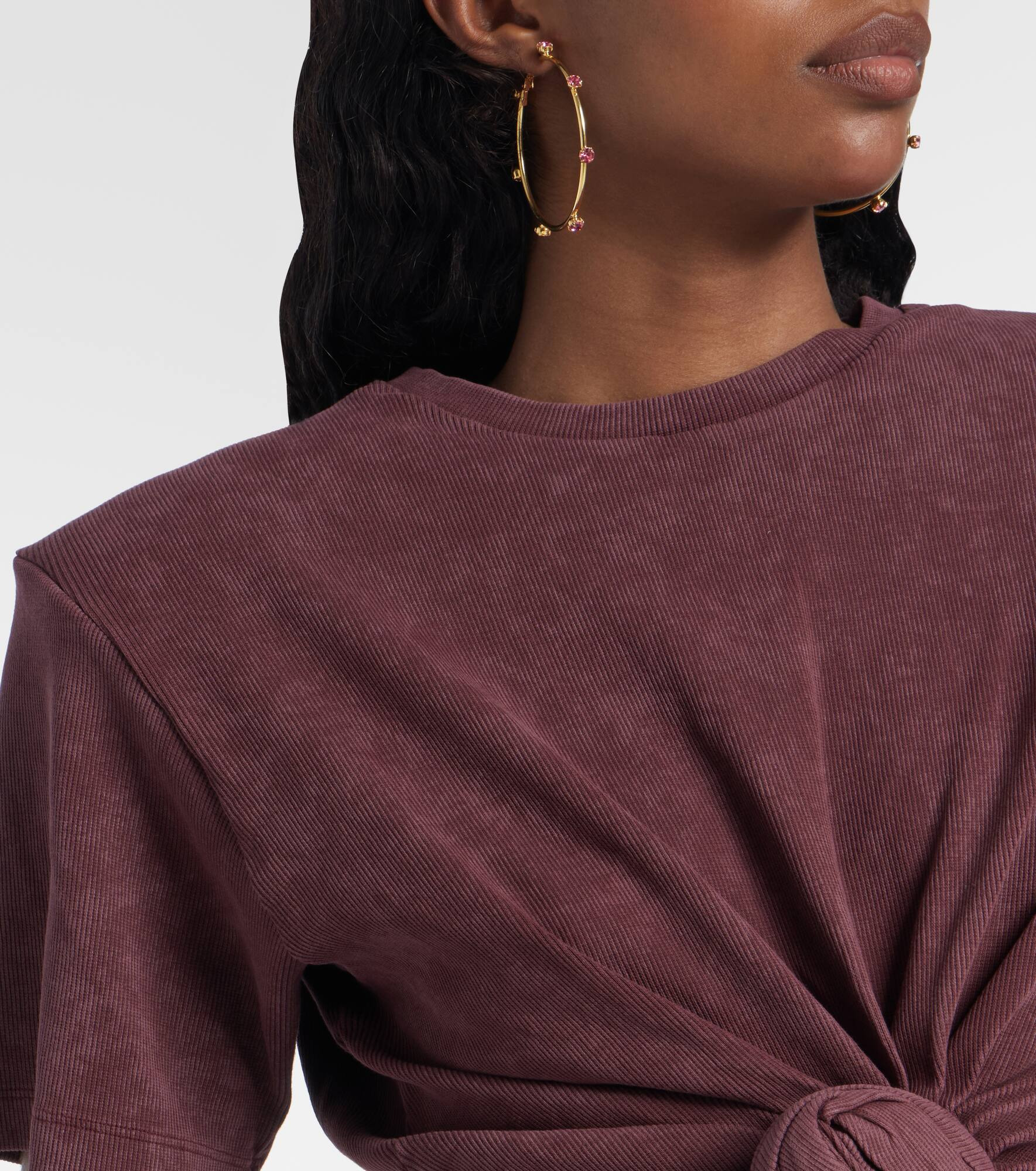Cropped cotton-blend T-shirt - 4