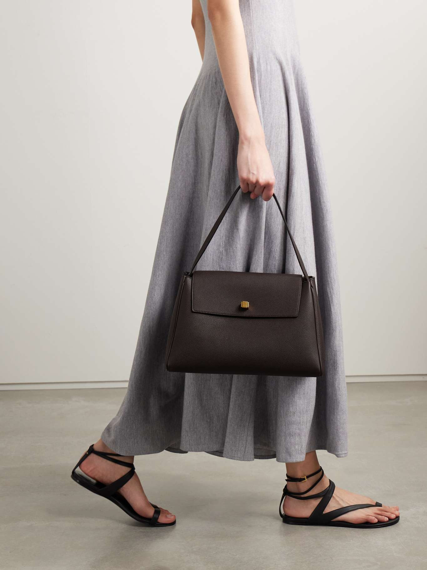 Audrey textured-leather tote Brown - 2