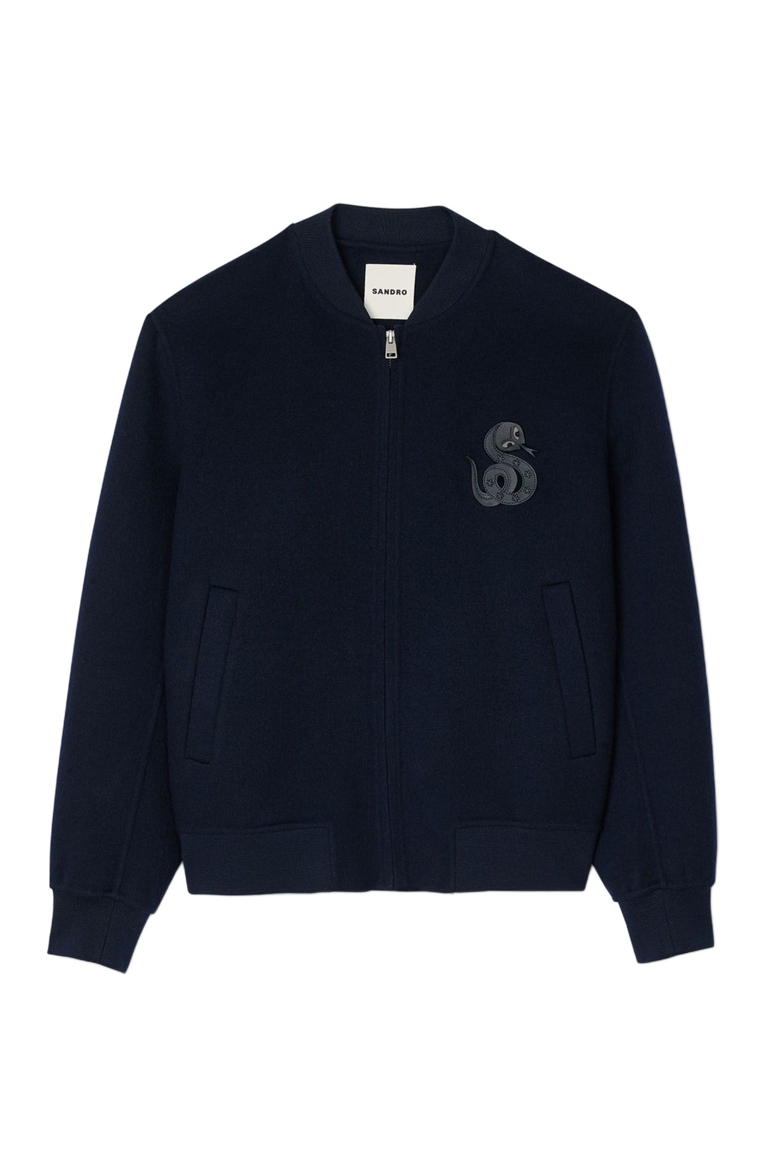 SANDRO Double-faced snake-detail jacket in Midnight Blue at Nordstrom - 5