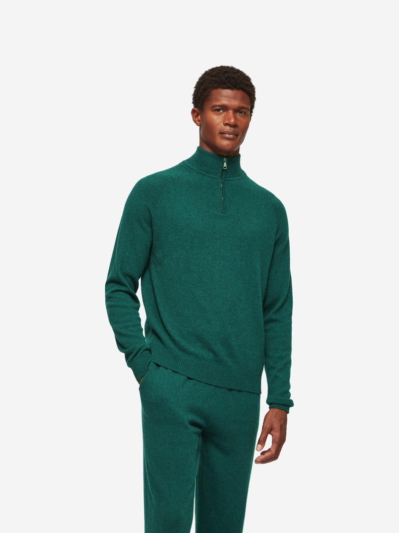 Men's Half-Zip Sweater Finley Cashmere Dark Green Heather - 5