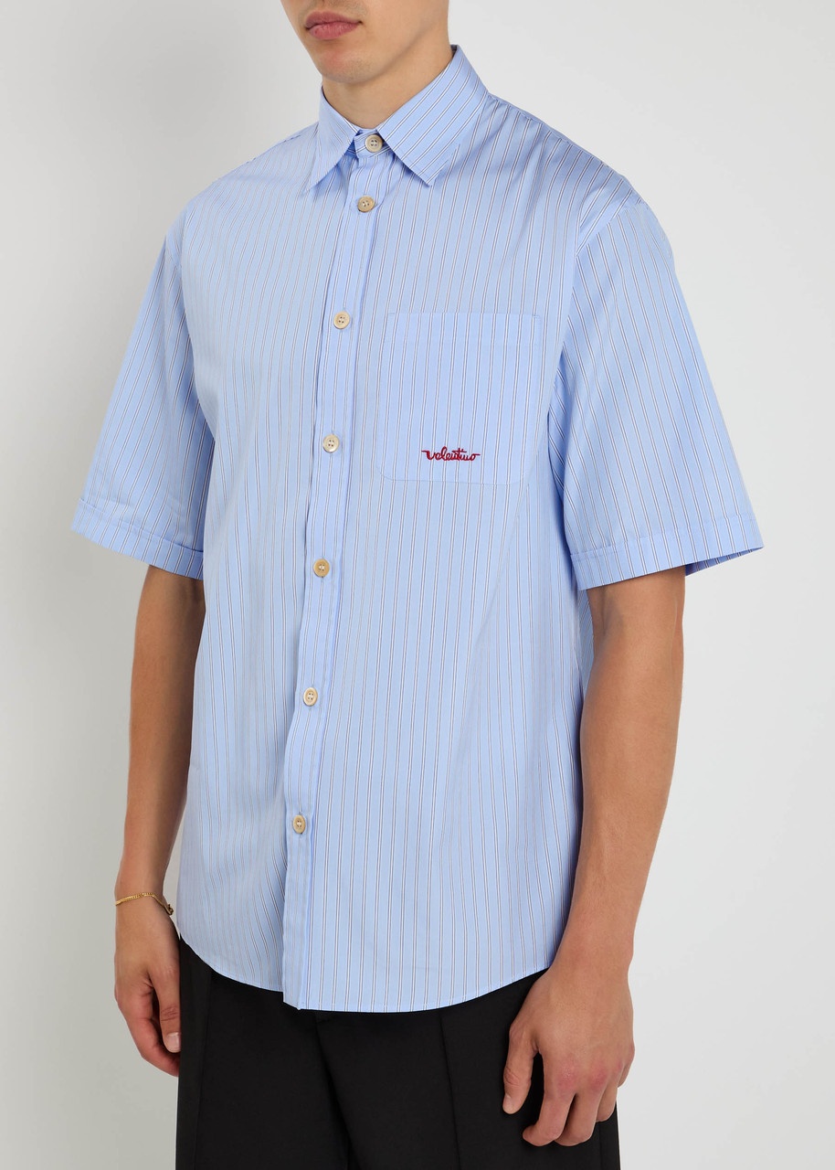 Valentino Garavani Logo-embroidered Striped Cotton Shirt - 2