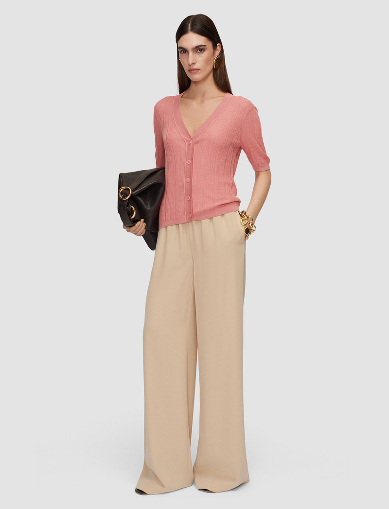 JOSEPH Sens Silk Cotton Rib Short Sleeve Cardigan outlook