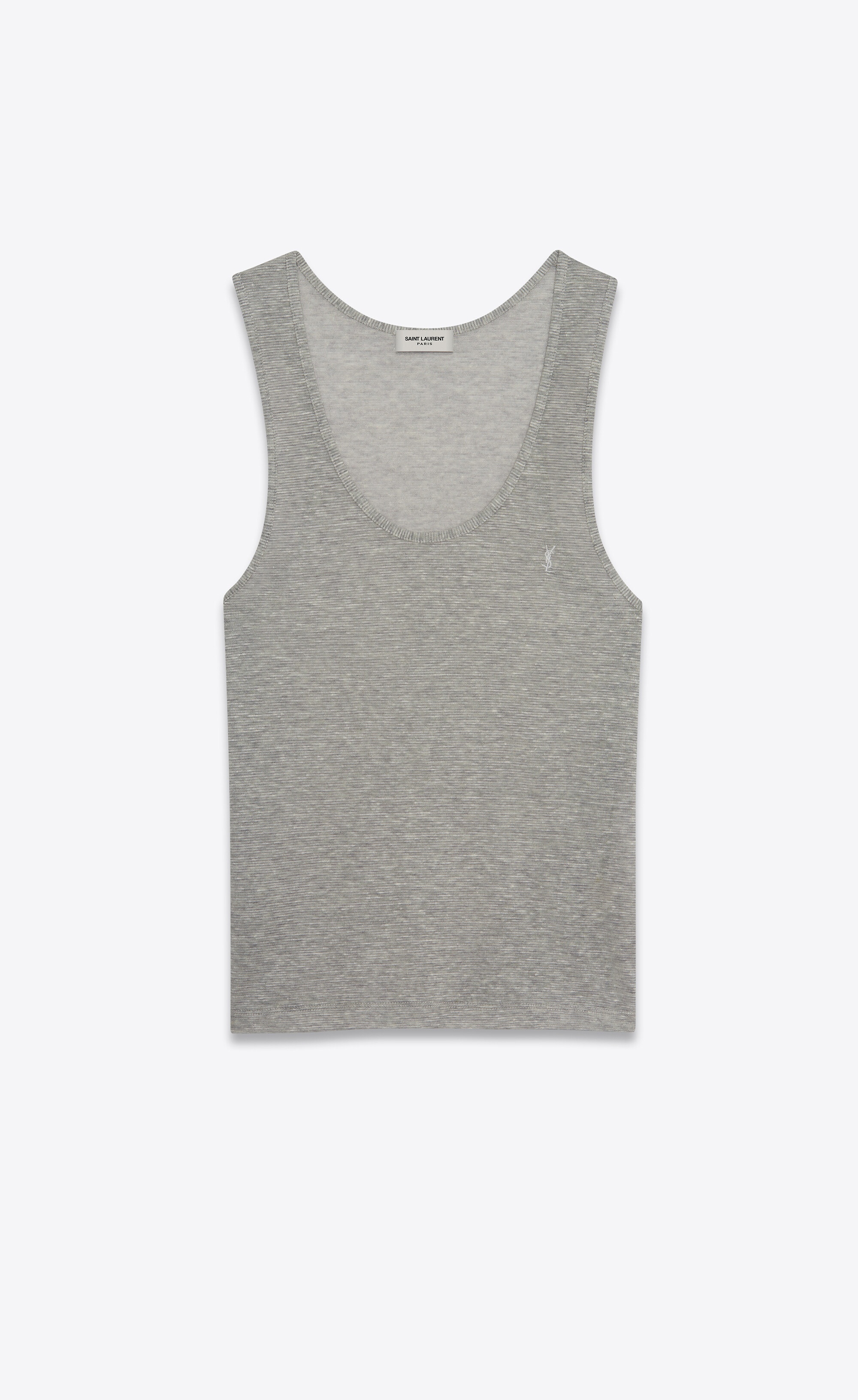 striped monogram tank top in linen cotton jersey - 1