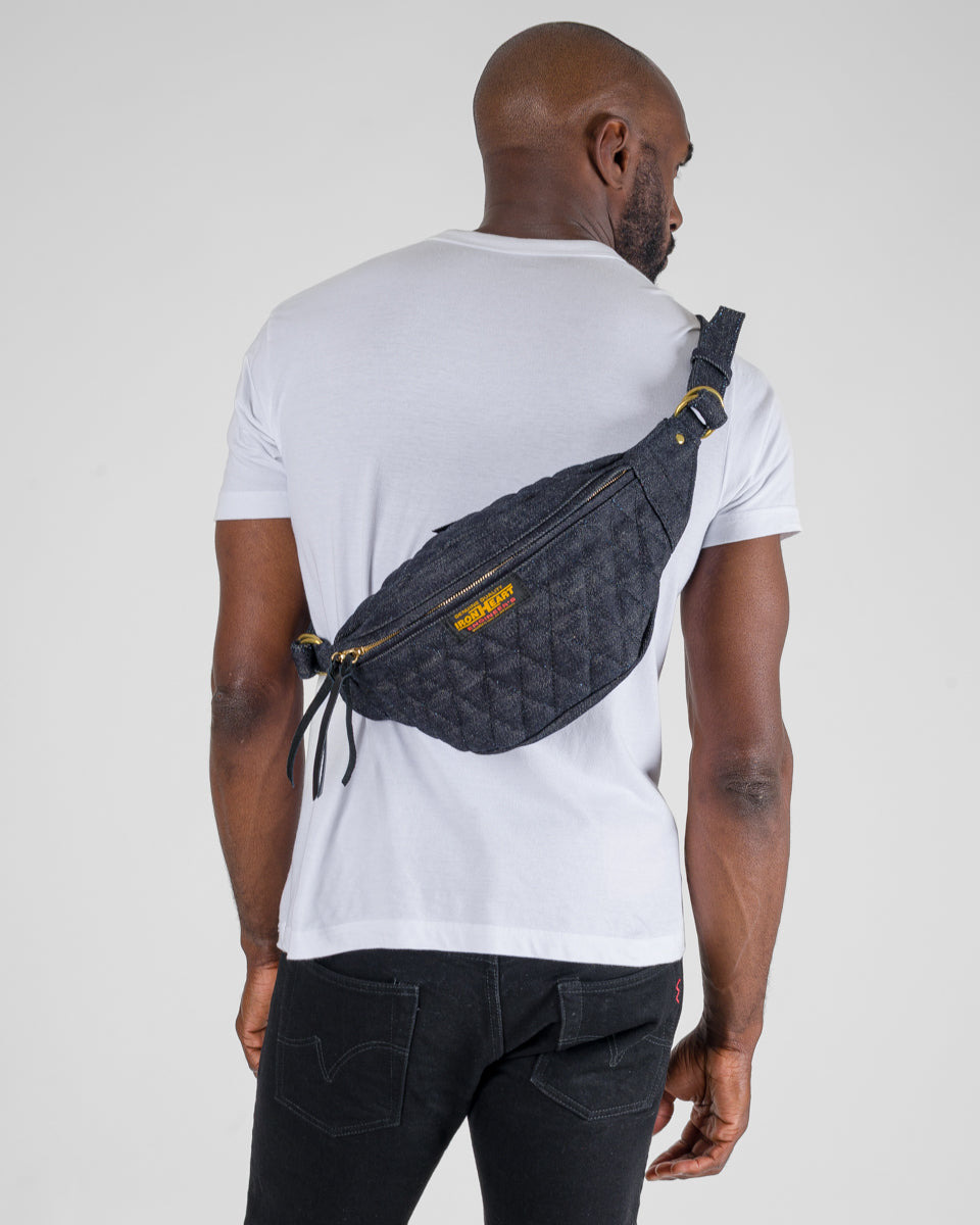 IHE-51-IND Diamond Stitched 25oz Selvedge Denim Waist Bag - Indigo - 2