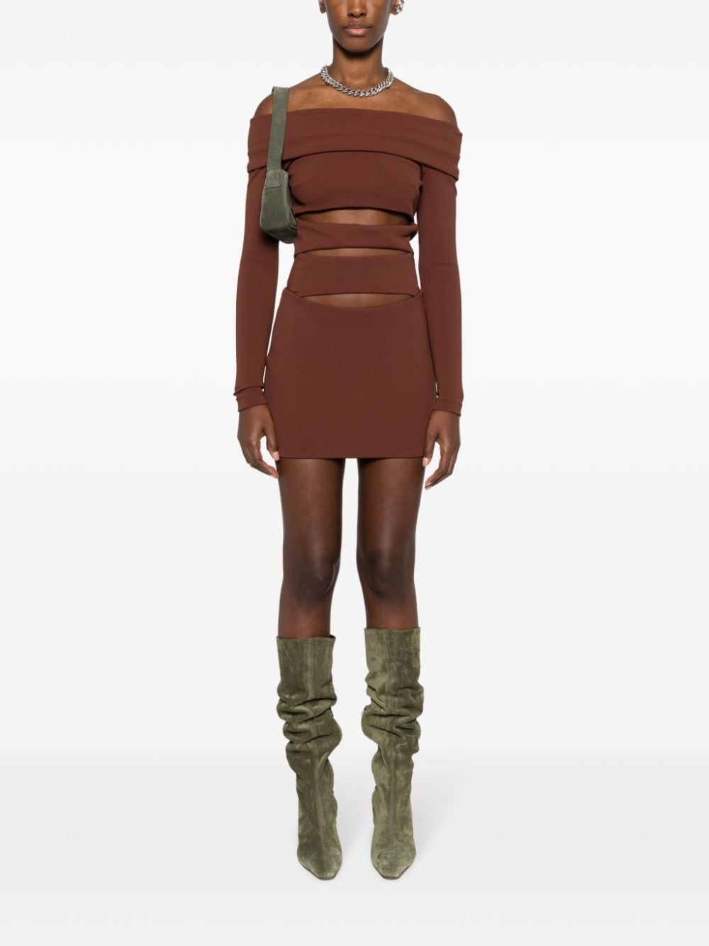 off-shoulder cut-out minidress - 2