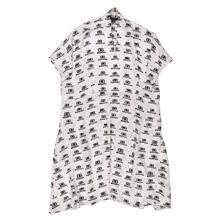 Balenciaga Logo Monogram Asymmetric Shirt Dress - 2