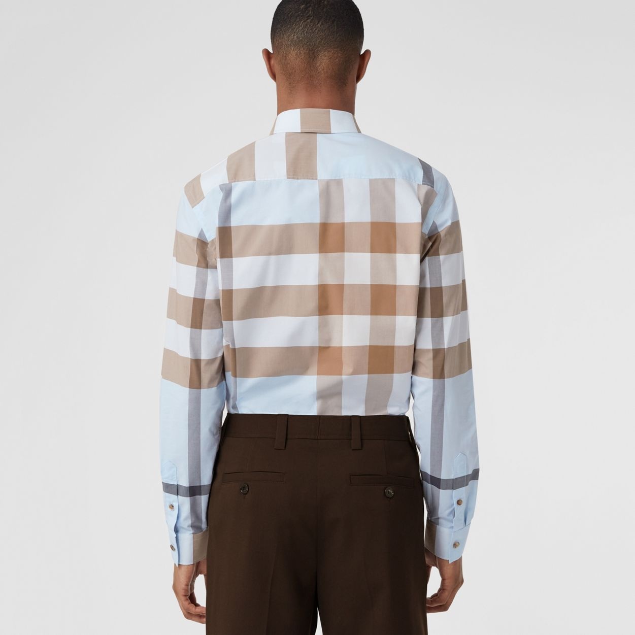 Slim Fit Check Stretch Cotton Poplin Shirt - 4