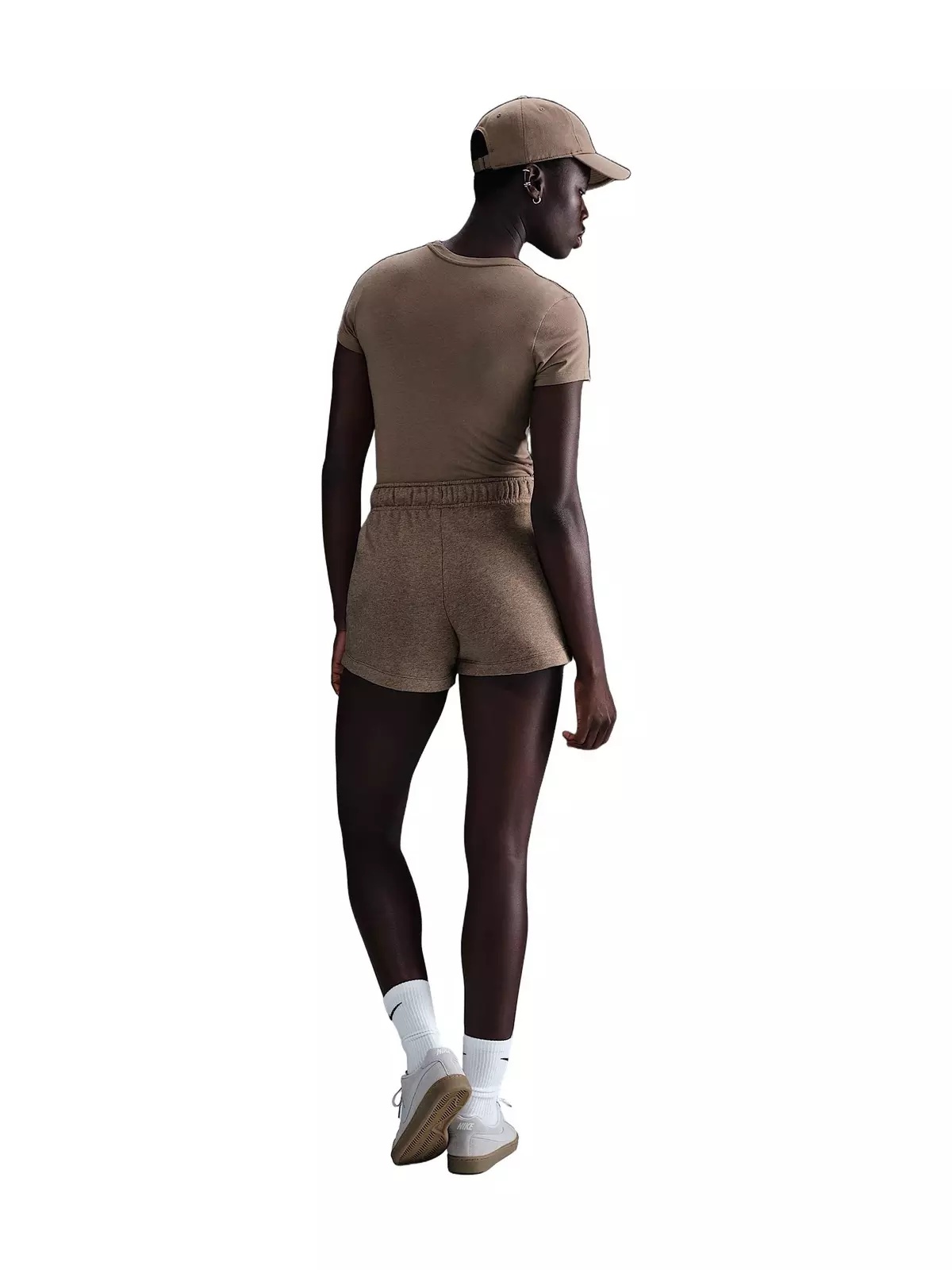 Women's Sportswear Club Fleece Mid-Rise Shorts -Brown - 2