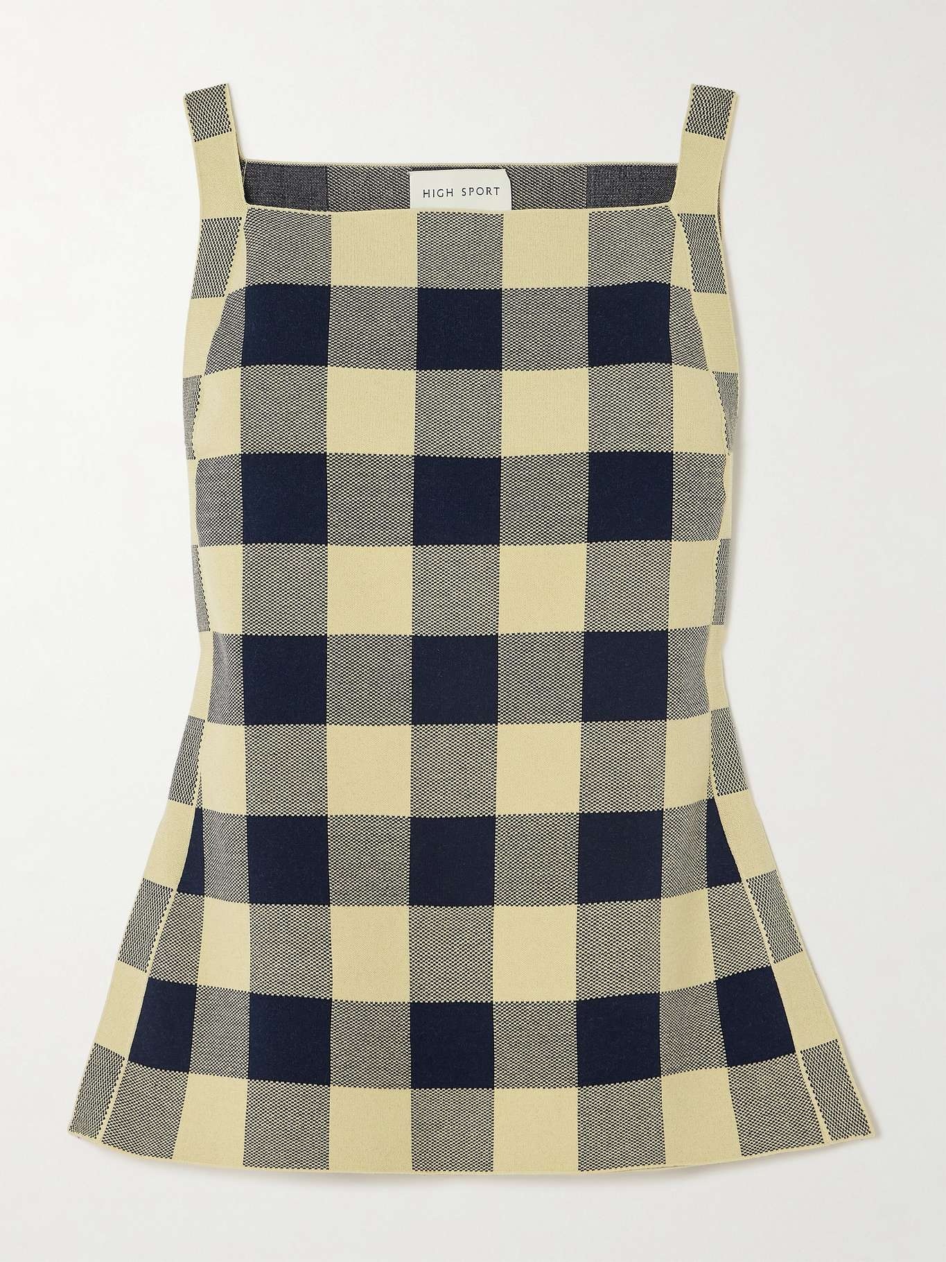 Asher gingham stretch-cotton jacquard top - 1
