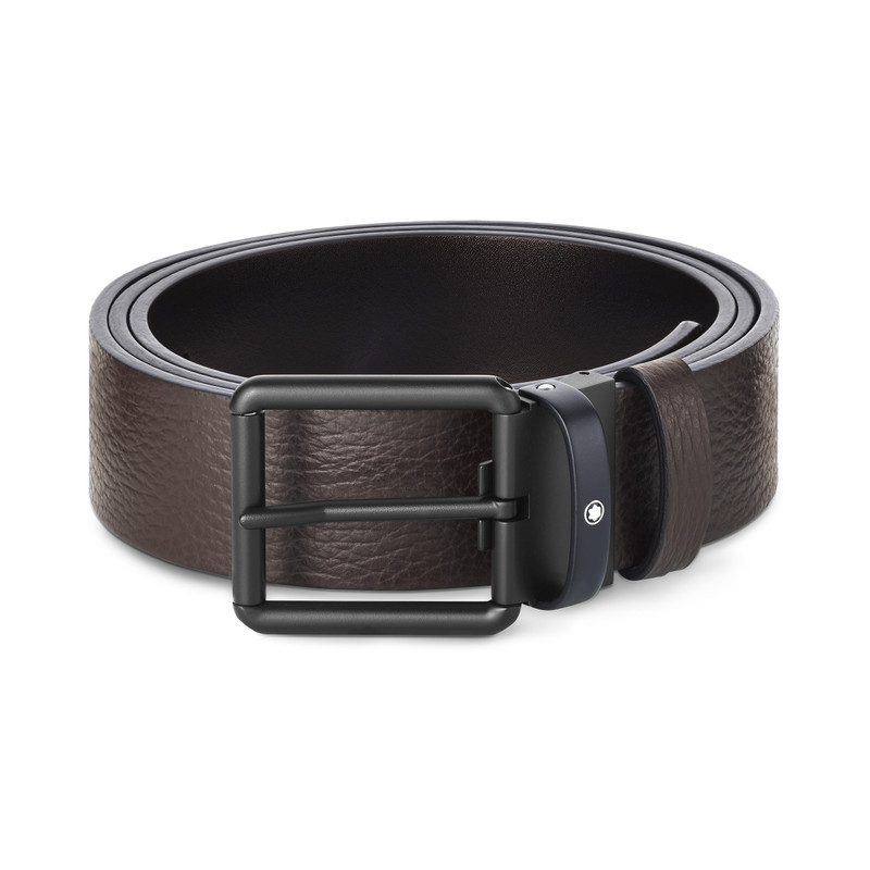 Brown/black 35 mm reversible leather belt 1