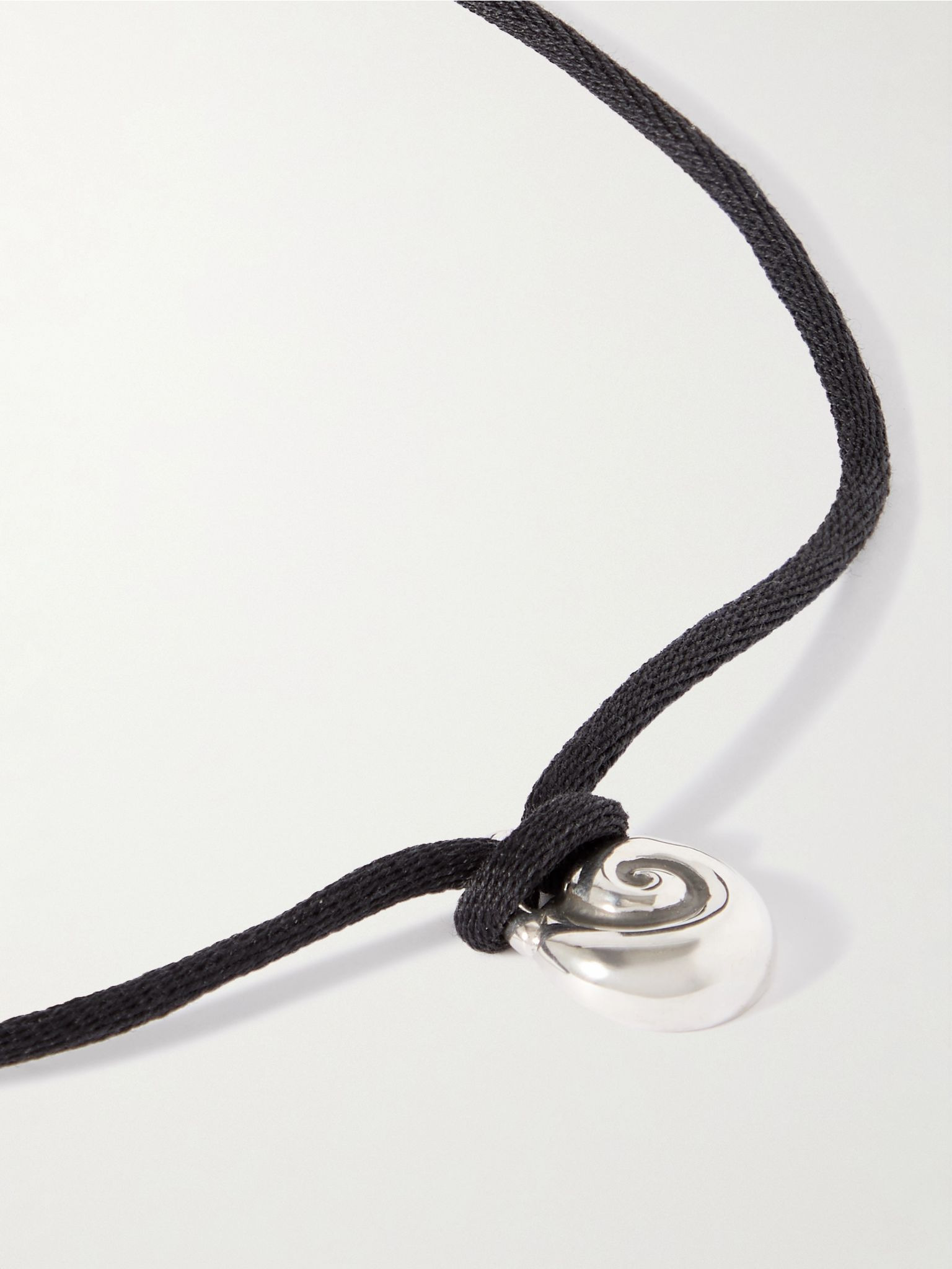 Nautilus silver and cord necklace Black - 4