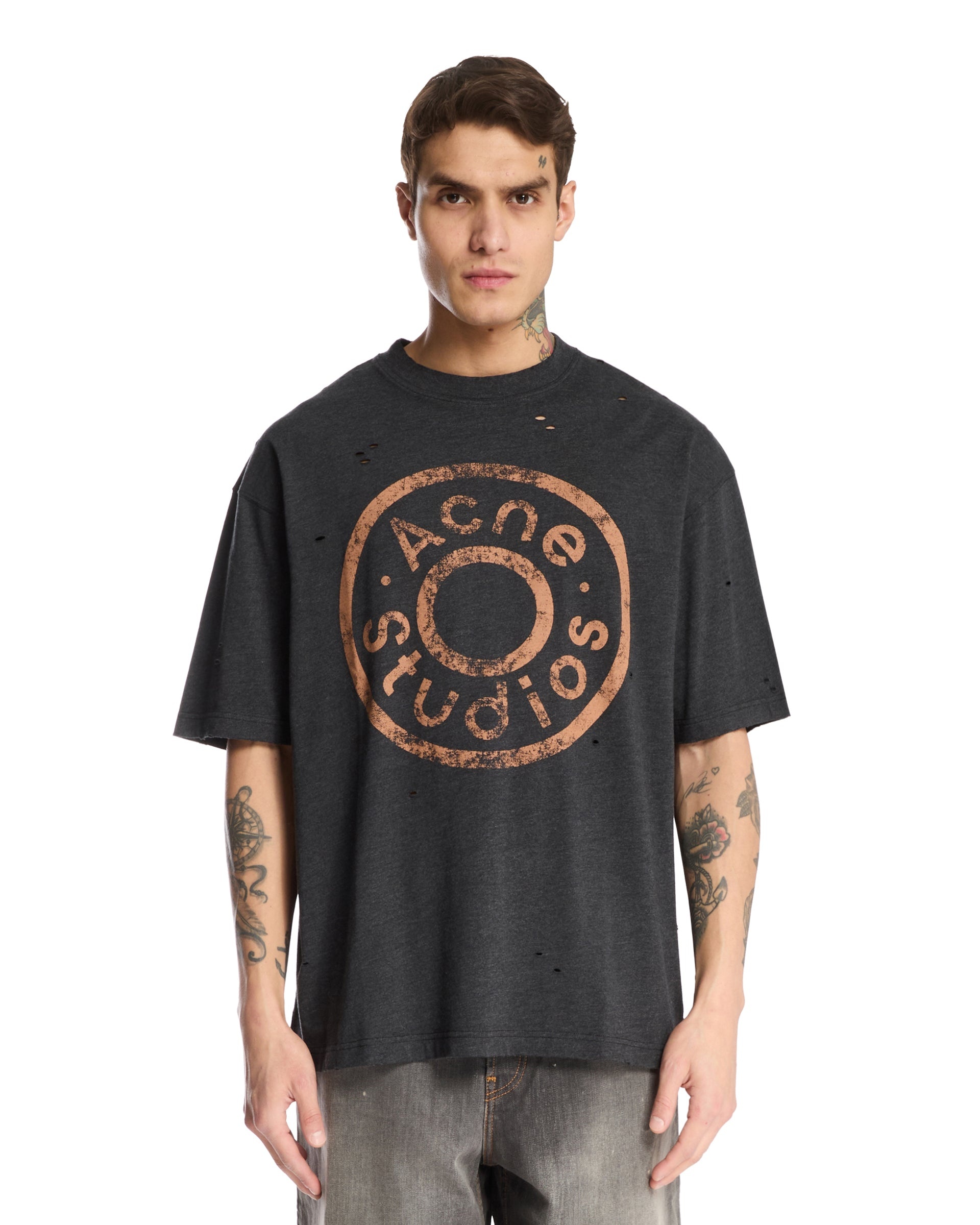 【関税込み】Acne Studios ブラック グラフィックTシャツ Acne Studios - スタンプロゴTシャツ - リラックスフィット