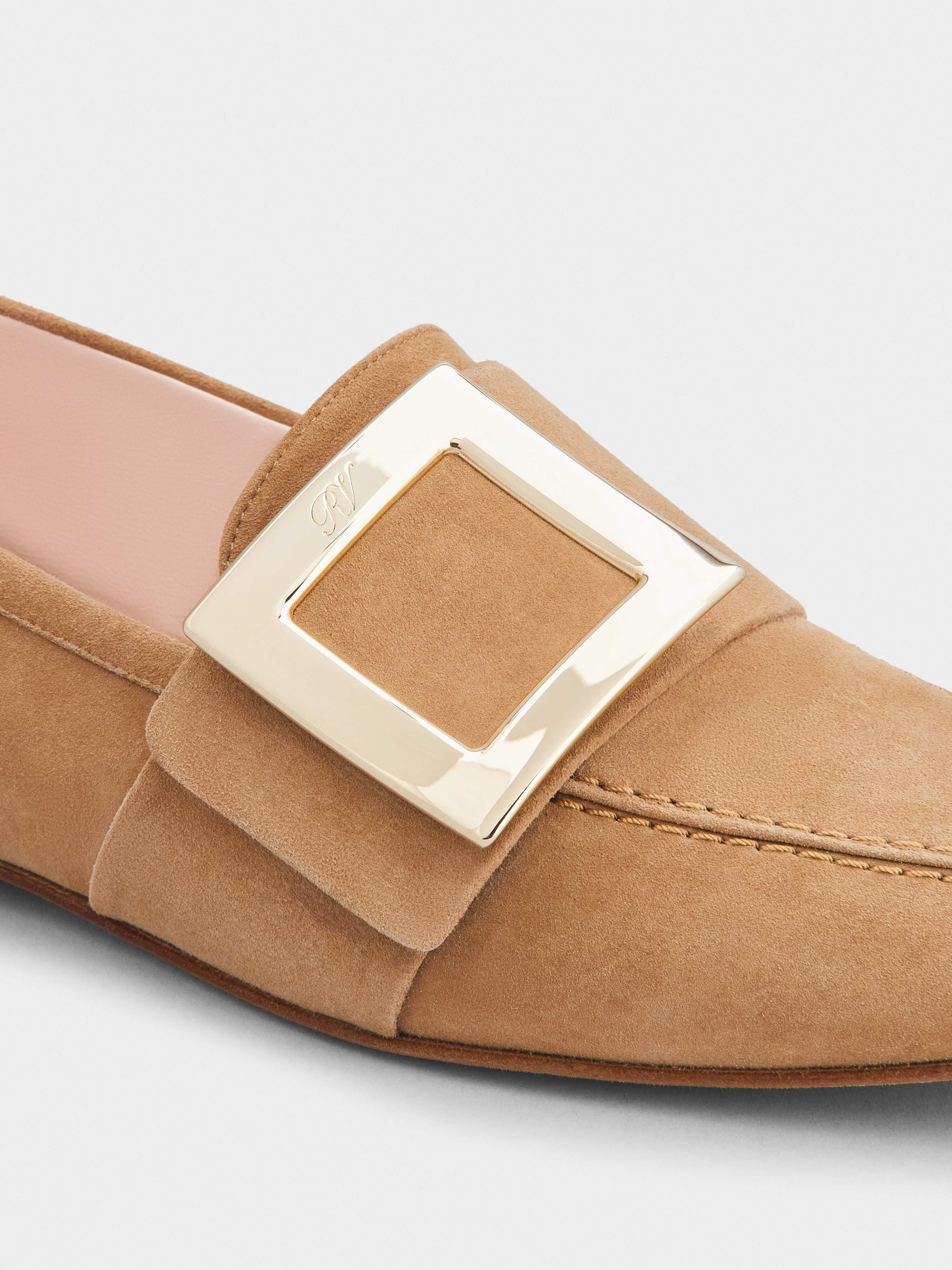 Soft Metal Buckle Loafers in Suede - 3