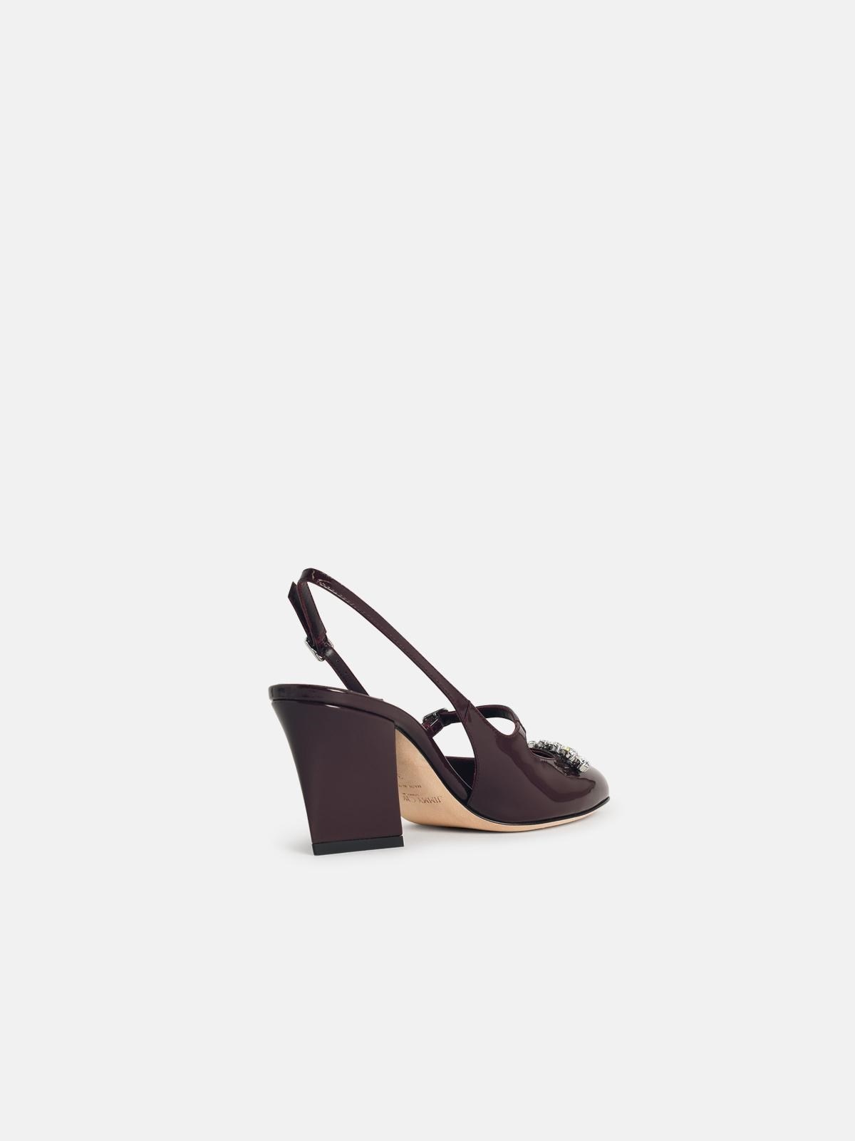 'BELINDA' DEEP MERLOT LEATHER SLINGBACKS - 3