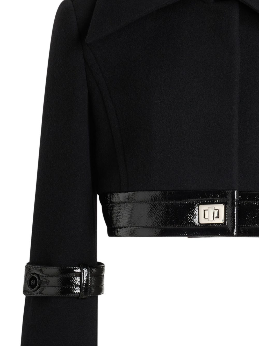 patent-trimmed wool jacket - 5