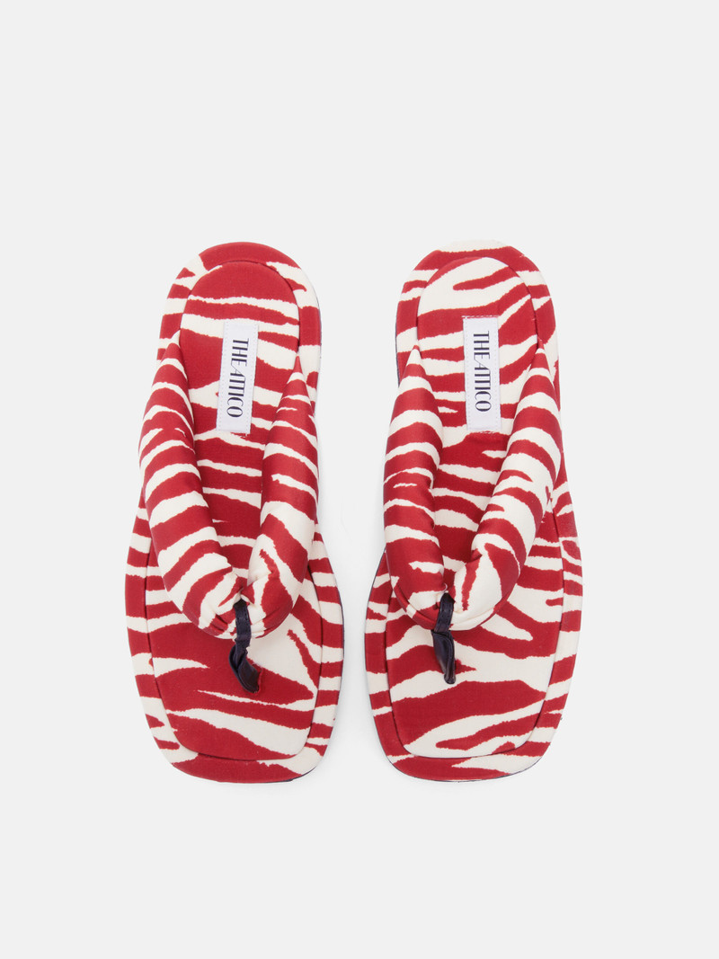 ''INDIE'' RED AND MILK FLAT THONG 4
