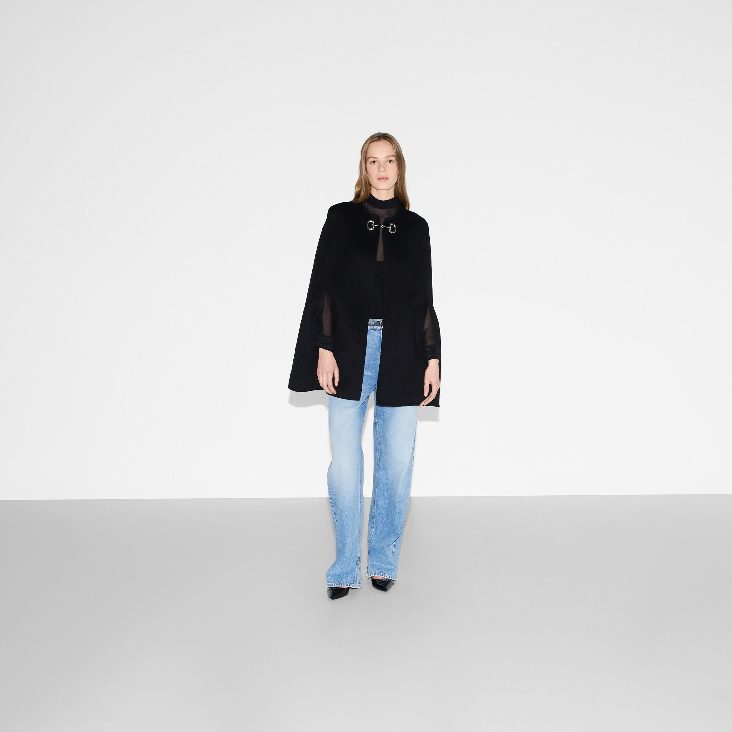 Wool and silk Horsebit cape - 2