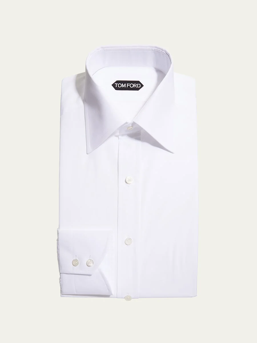 Men's Solid Cotton Dress Shirt - 1