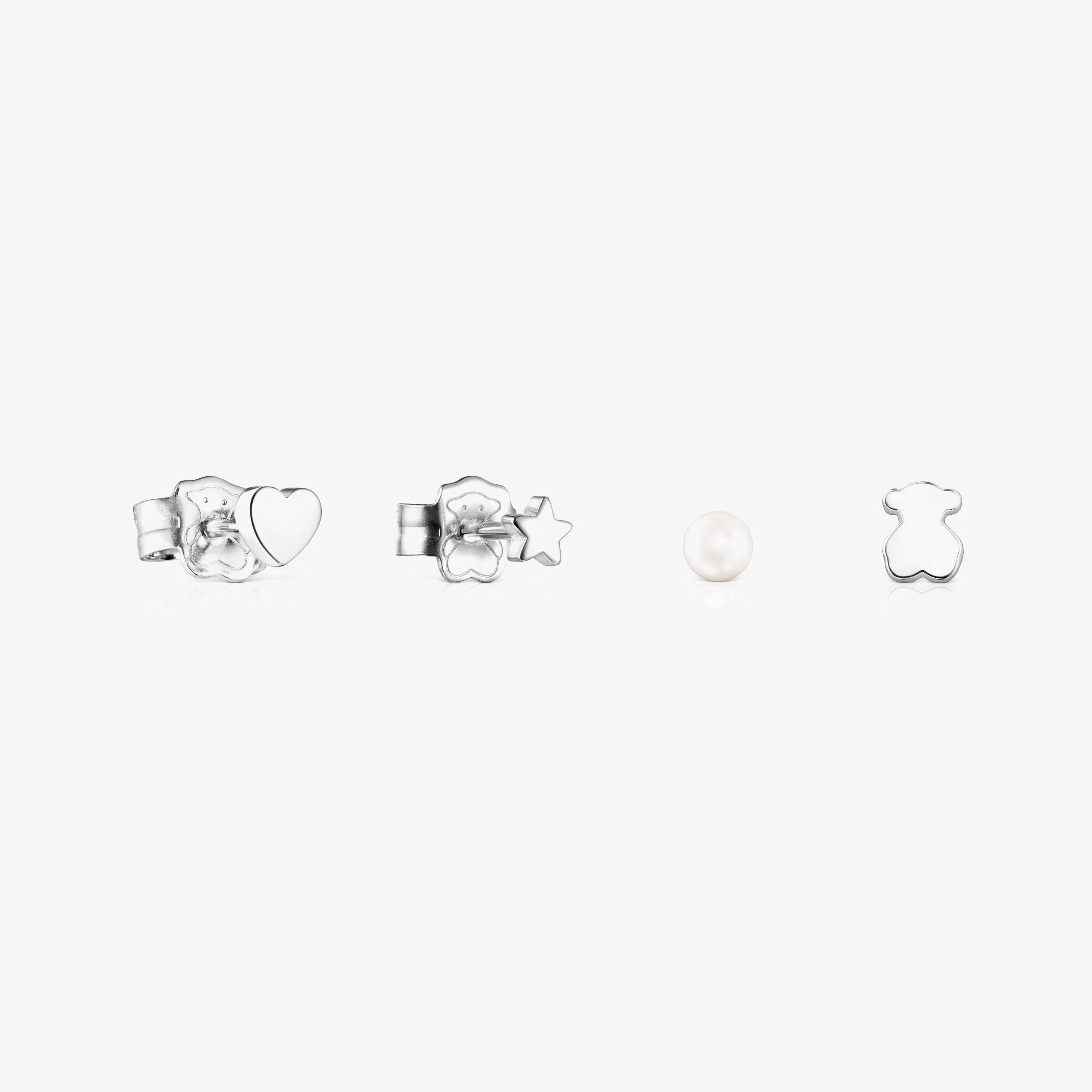 Silver and Pearls Cool Joy Earrings set - 1