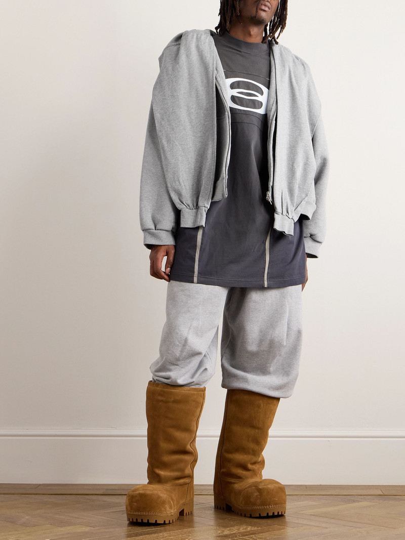 BALENCIAGA Incognito Oversized Layered Stretch-Cotton Jersey Zip-Up Hoodie Gray outlook