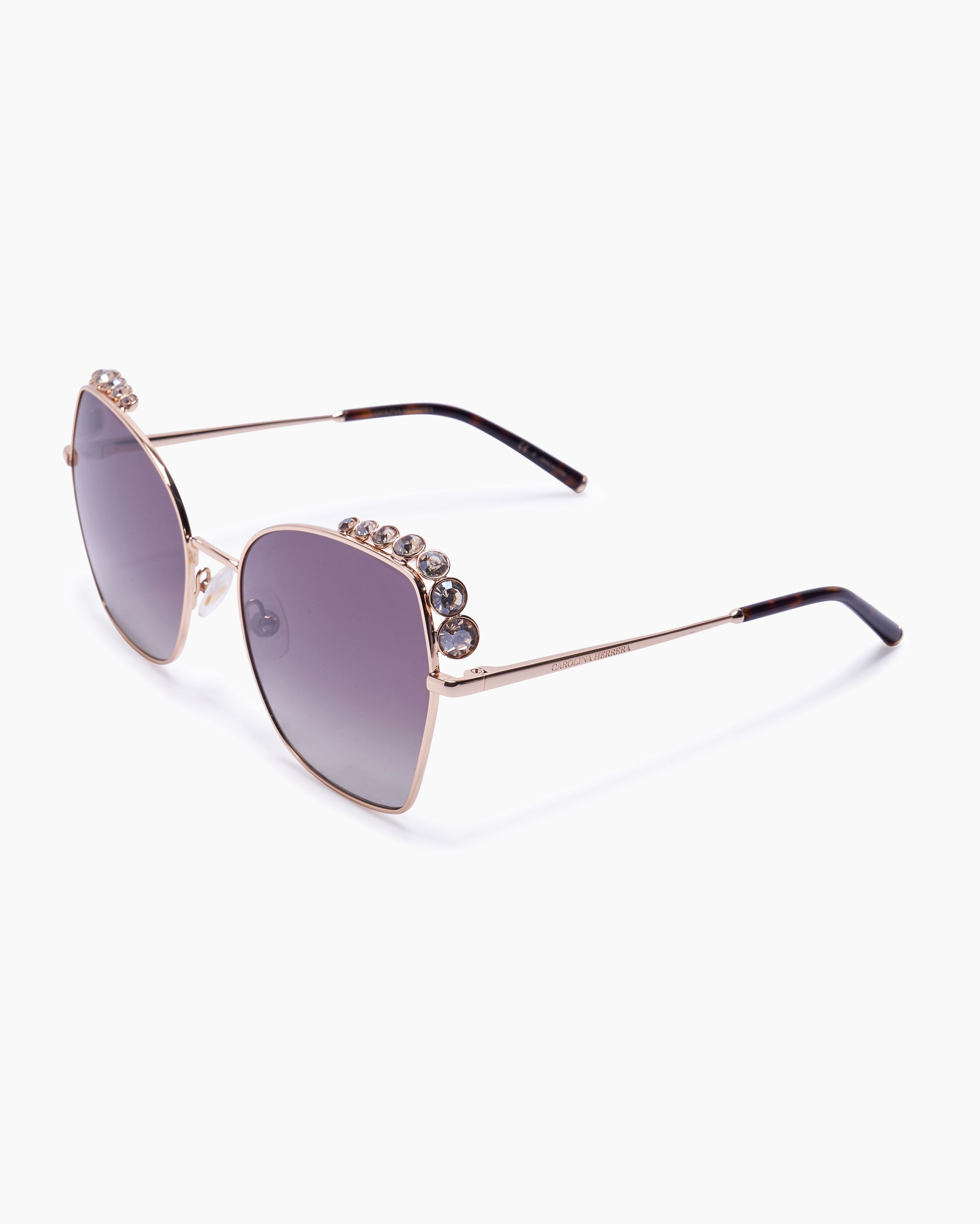 Crystal-Embellished Oversized Round Metal Sunglasses - 3