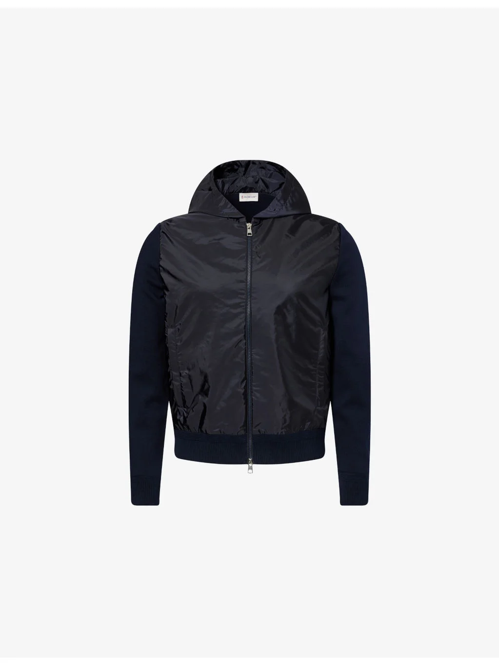 Hooded Contrast Knitted and Shell Jacket - 1