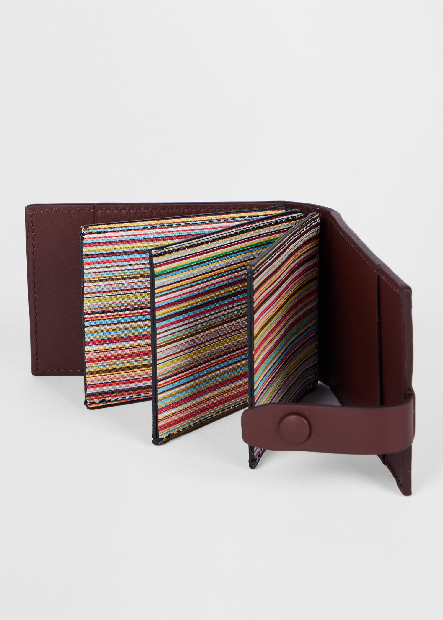 Burgundy 'Signature Stripe' Interior Credit Card Wallet - 4