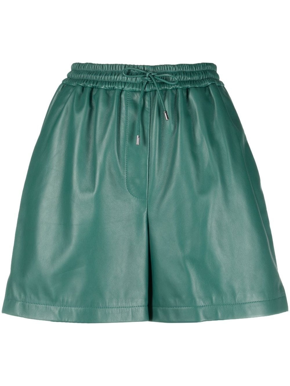 embossed-logo leather shorts - 1